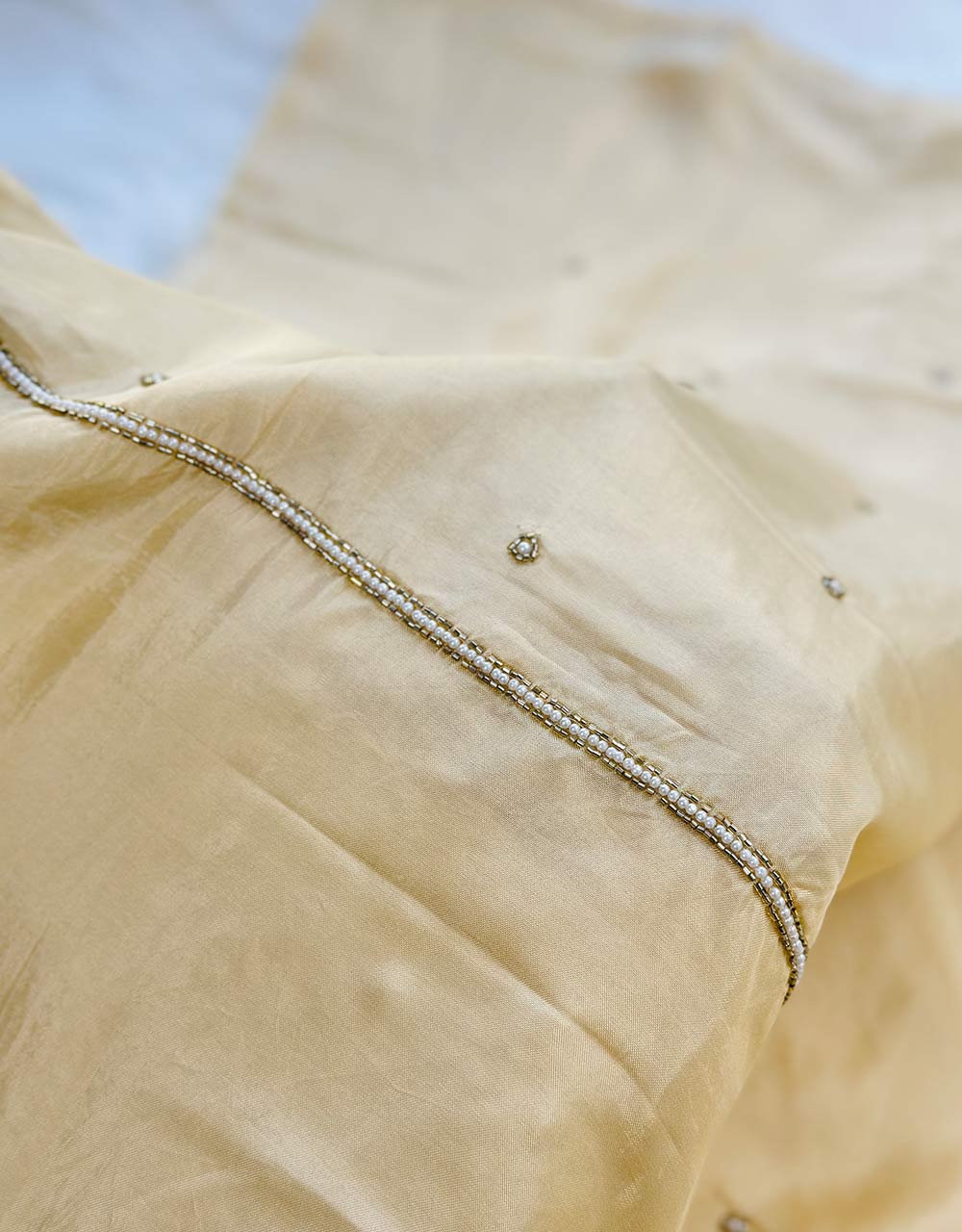 Unstitched Pure Crepe Party Wear Suit โ Elegant Handwork Perfection ๐ - Image 5