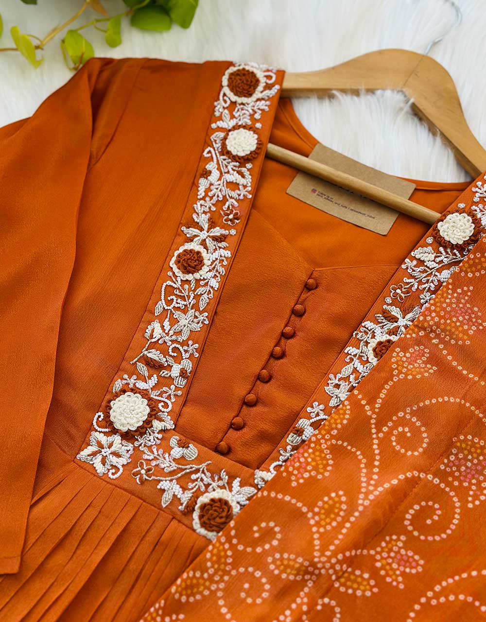 Pure Chinnon Handwork Anarkali Kurti Set β Royal Elegance with Intricate Detailing β¨ - Image 3