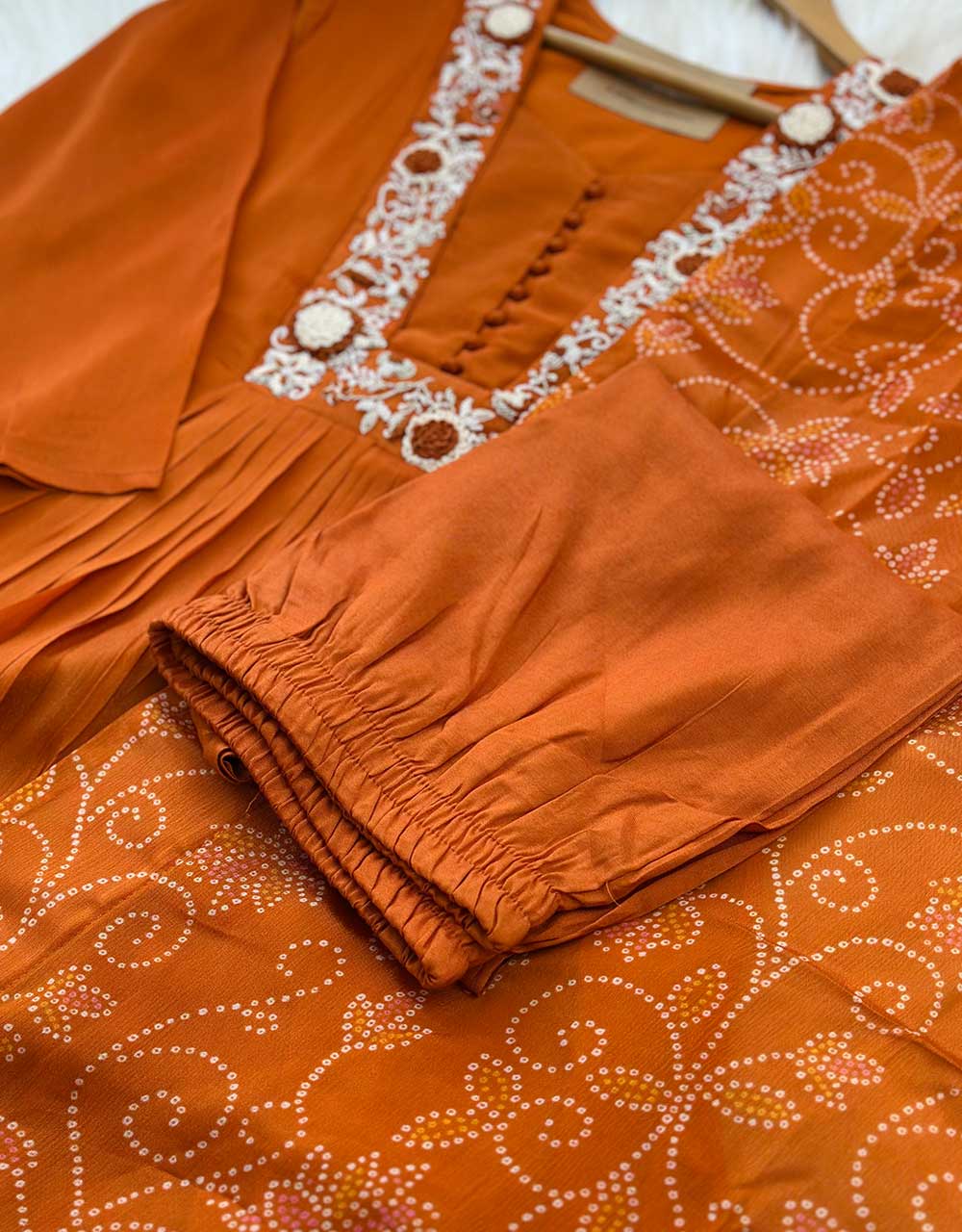 Pure Chinnon Handwork Anarkali Kurti Set β Royal Elegance with Intricate Detailing β¨ - Image 5