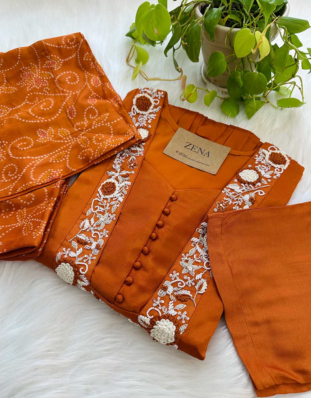 Pure Chinnon Handwork Anarkali Kurti Set β Royal Elegance with Intricate Detailing β¨ - Image 6