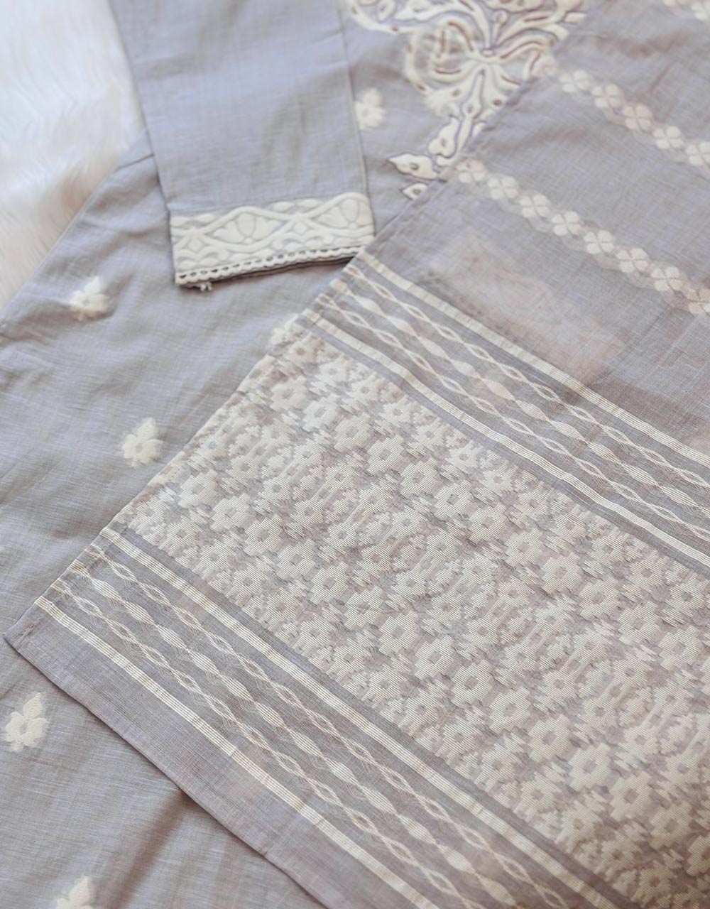 READY TO WEAR MUL CHANDERI HANDWORK KURTI SET πΈ - Image 7