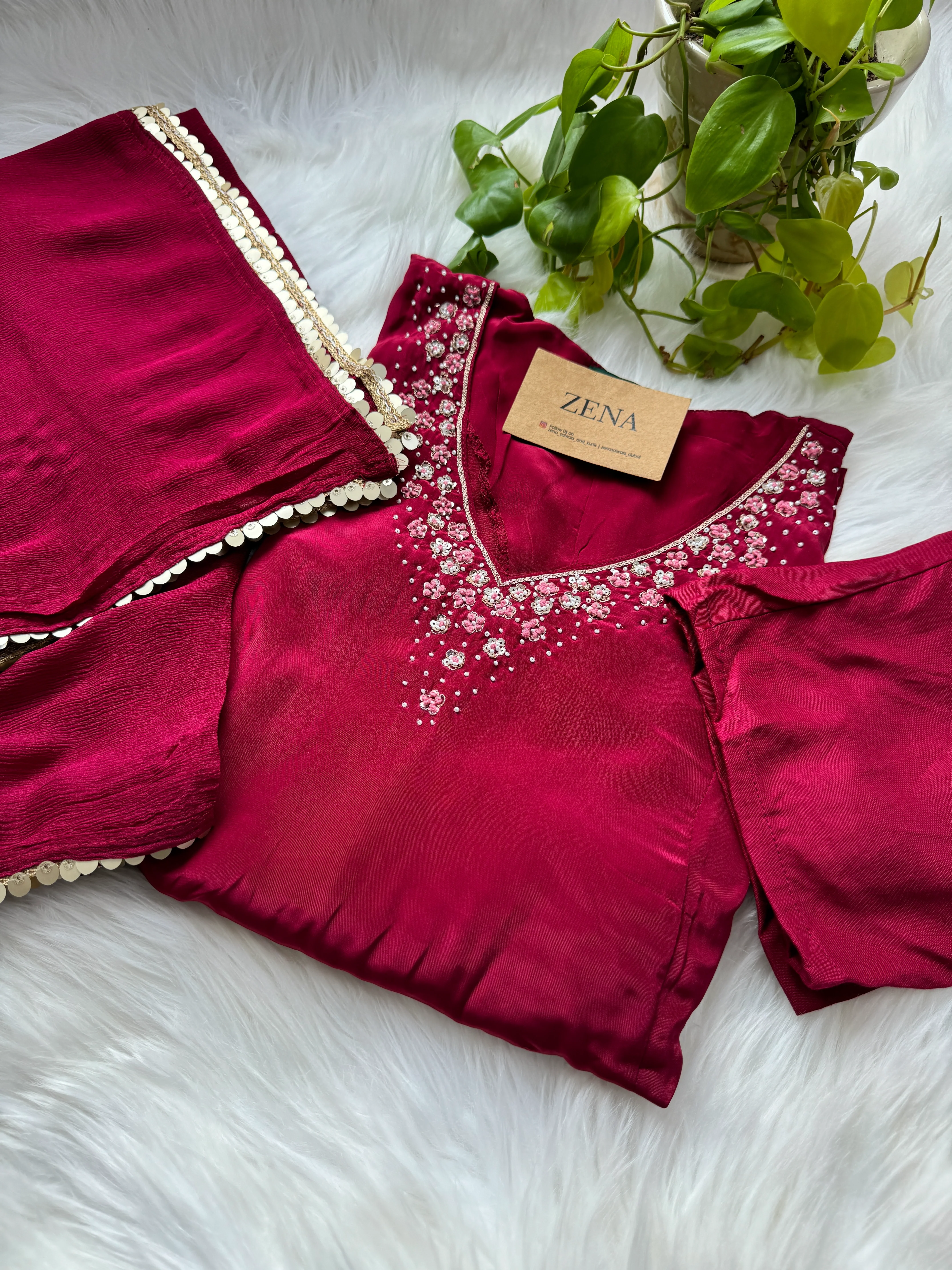 Ready-to-Wear Hand-Embroidered A-Line Kurti Set