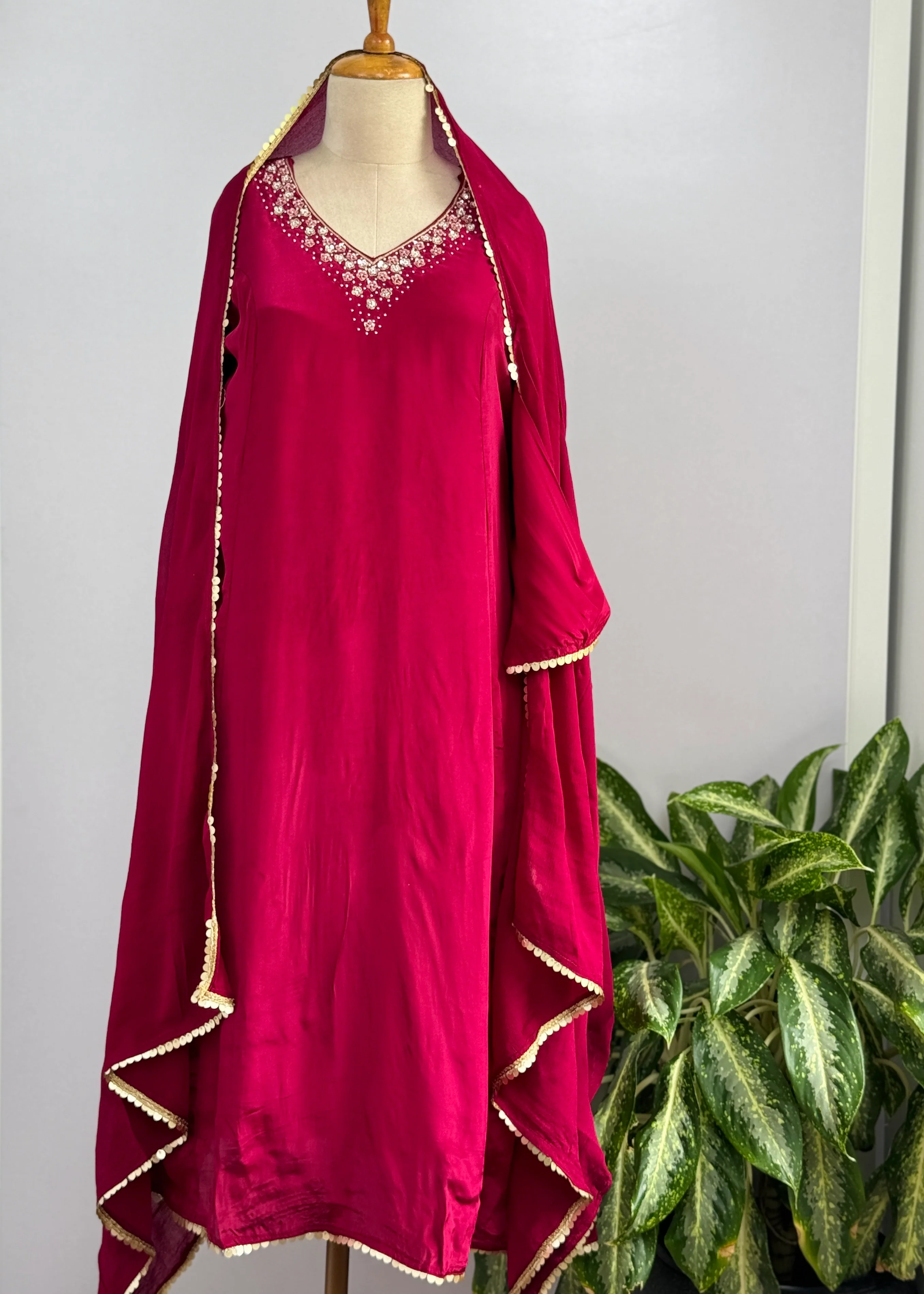 Ready-to-Wear Hand-Embroidered A-Line Kurti Set - Image 2