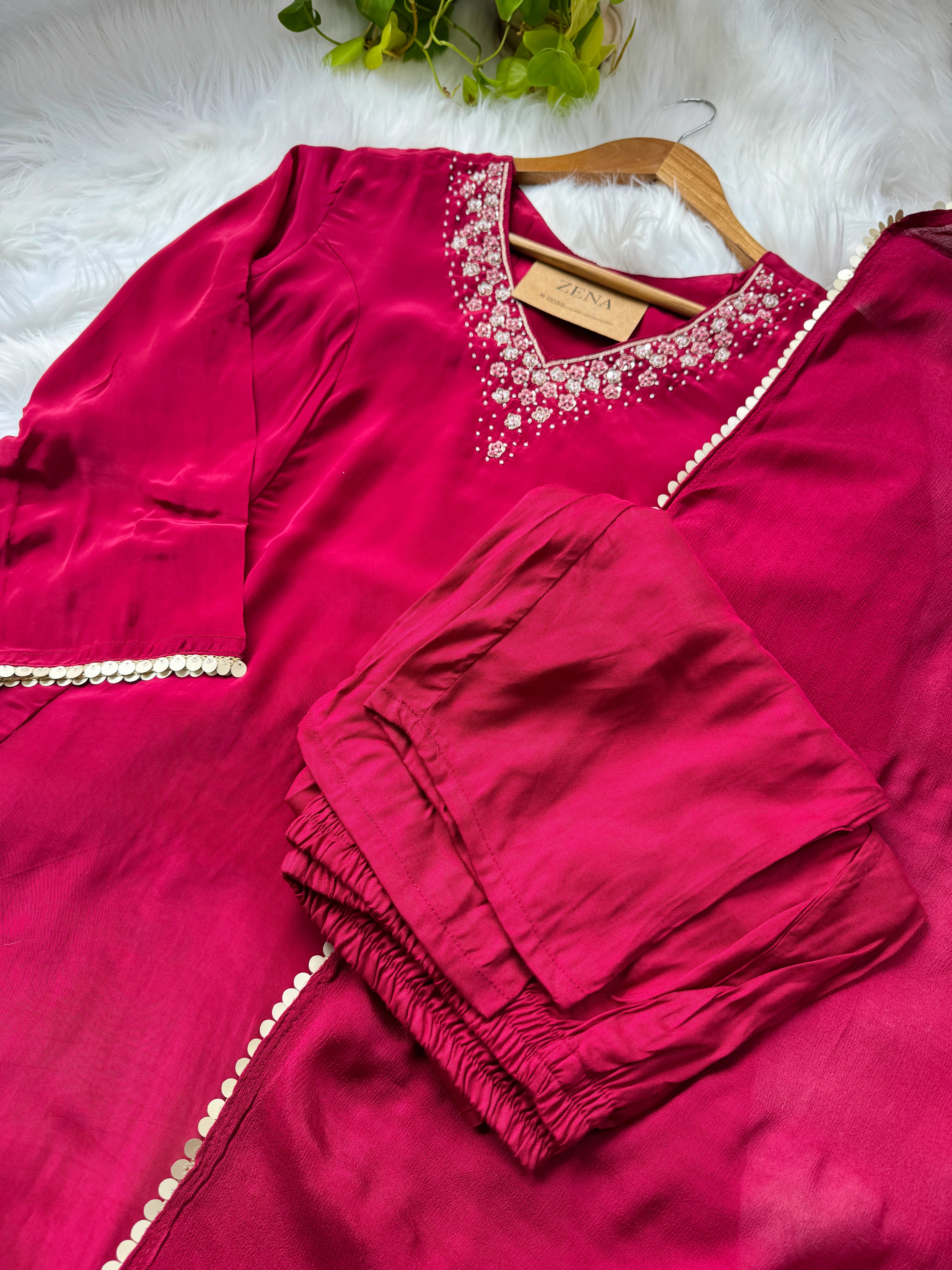 Ready-to-Wear Hand-Embroidered A-Line Kurti Set - Image 3
