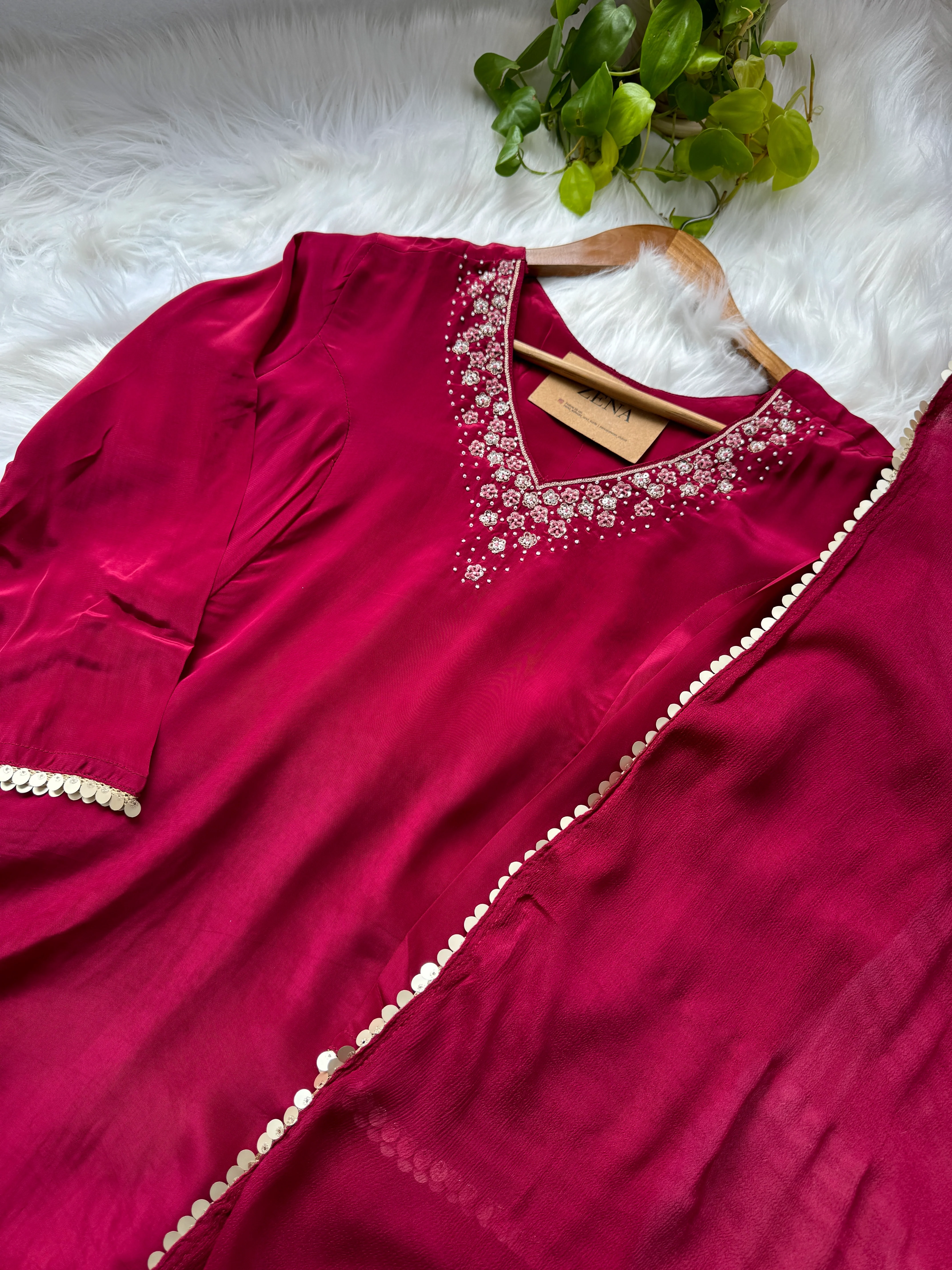 Ready-to-Wear Hand-Embroidered A-Line Kurti Set - Image 6