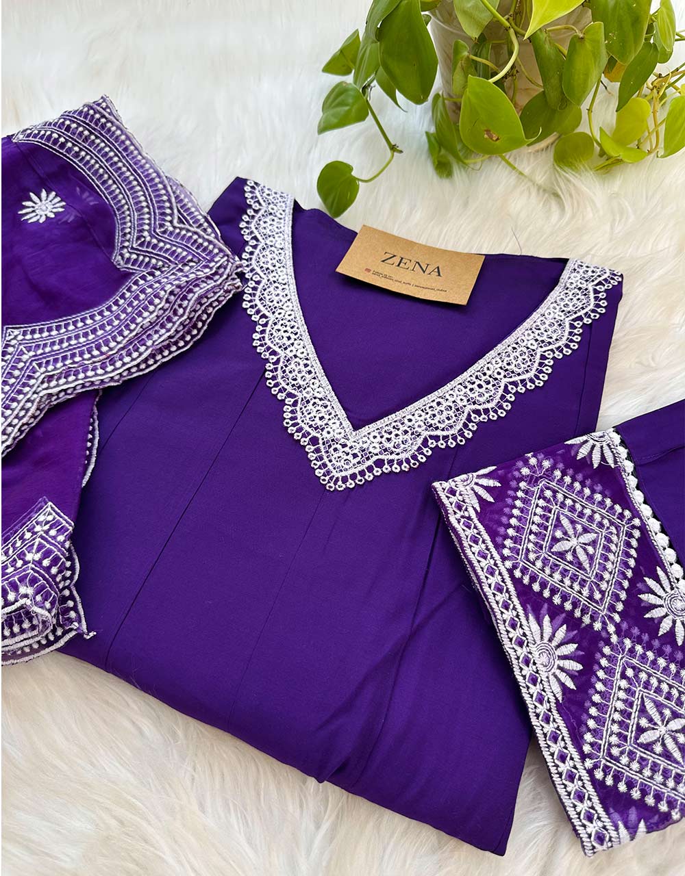 Graceful Charm β READY TO WEAR MUL COTTON KURTI SET WITH ORGANZA DUPATTA β¨ - Image 9