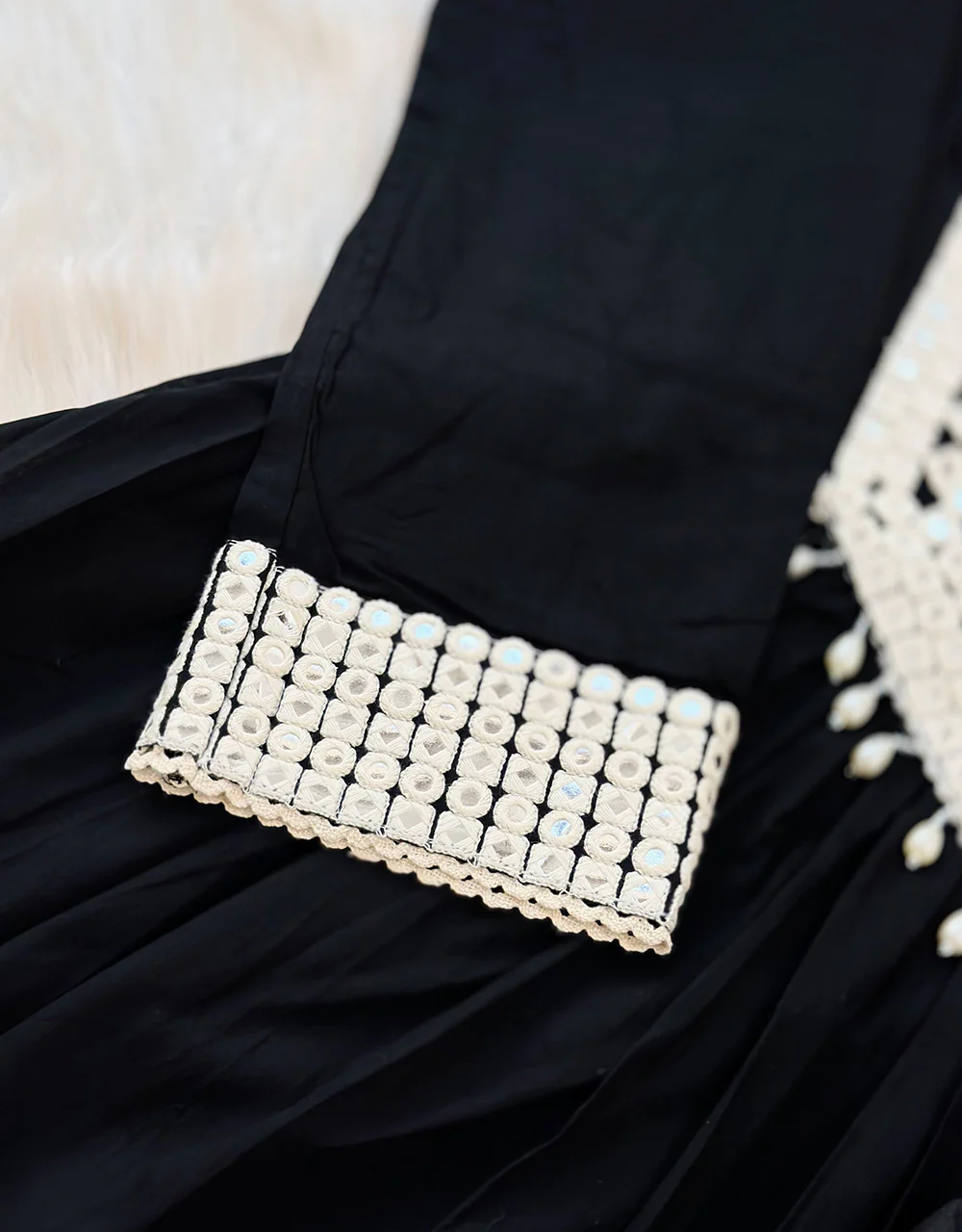 READY TO WEAR PURE MUL COTTON MIRROR WORK ANARKALI KURTI SET ✨ - Image 5