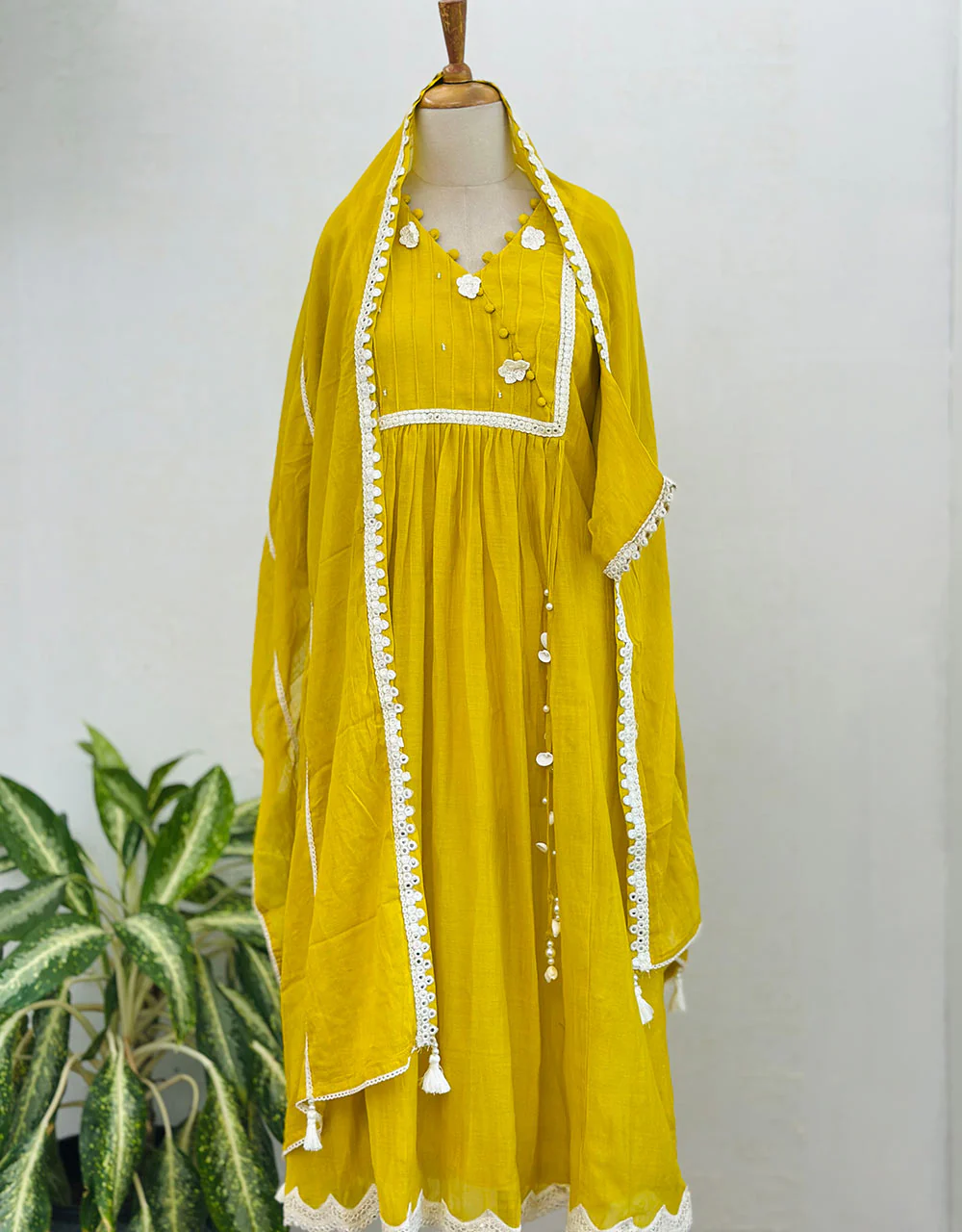 READY TO WEAR PURE MULTIPLE CHANDERI ANARKALI KURTI SET ✨ - Image 2