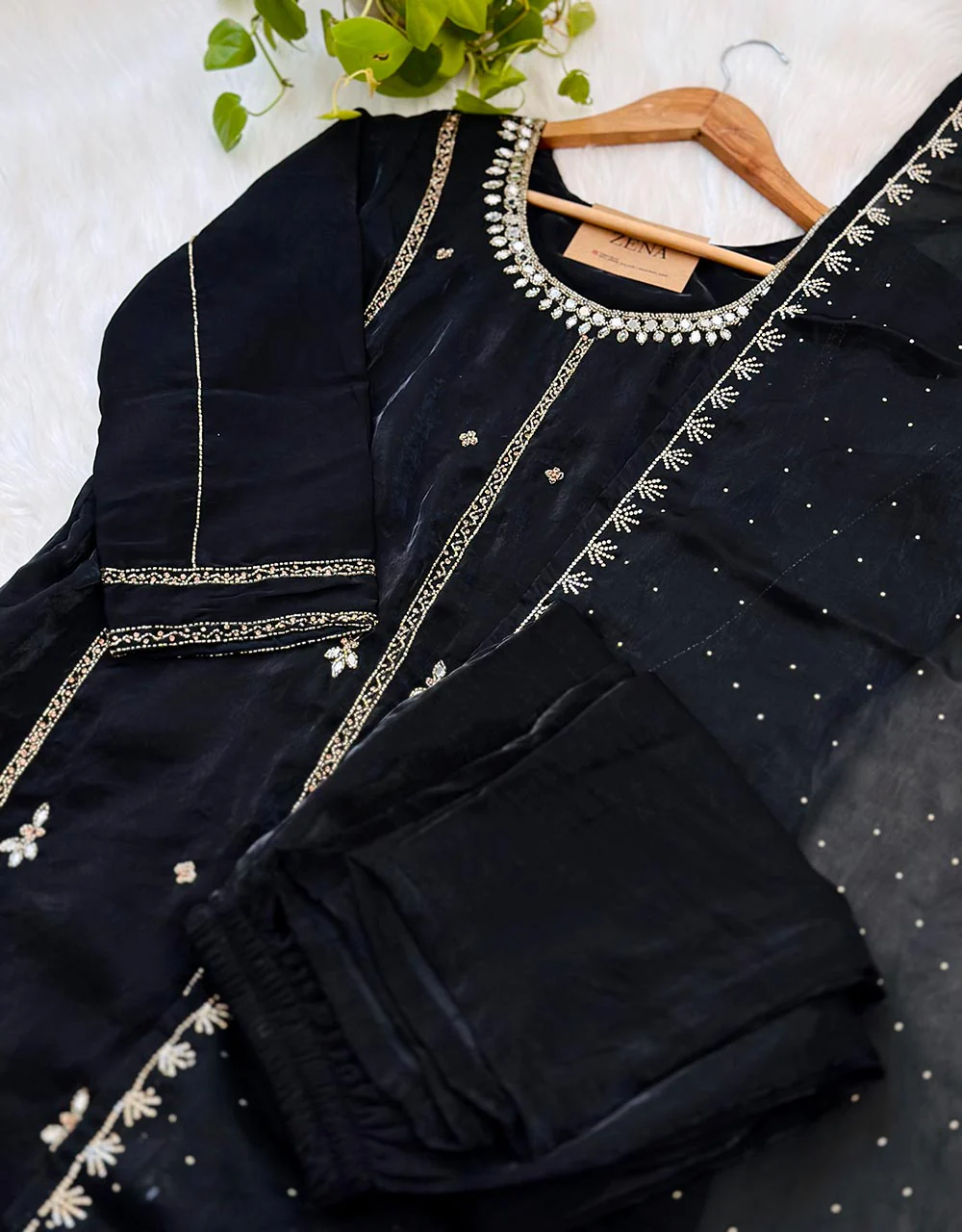 Ready to Wear Hand Work Kurti Set with Real Mirror Work โจ