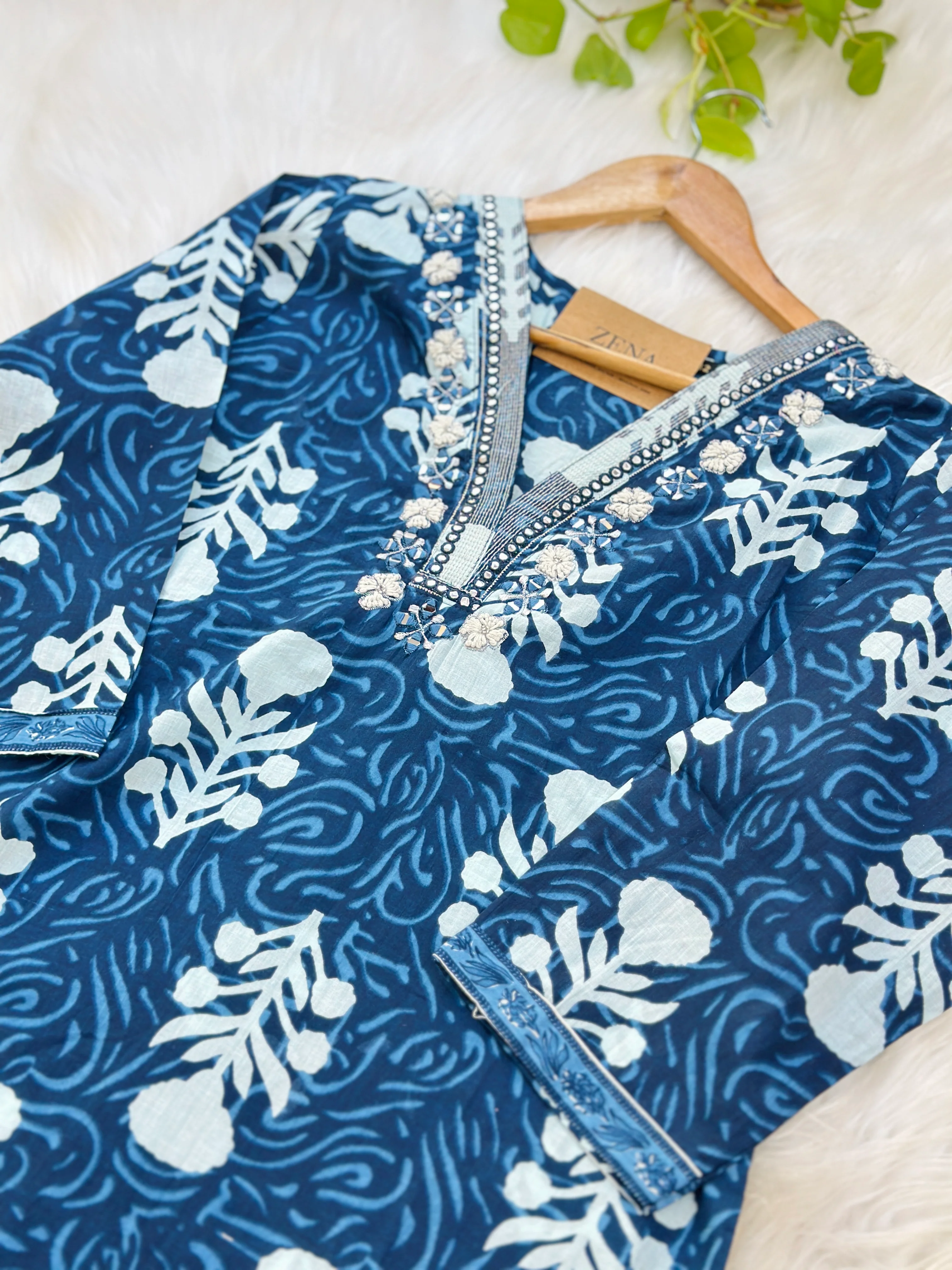 READY TO WEAR PURE COTTON KURTI SET WITH HAND WORK - Image 8