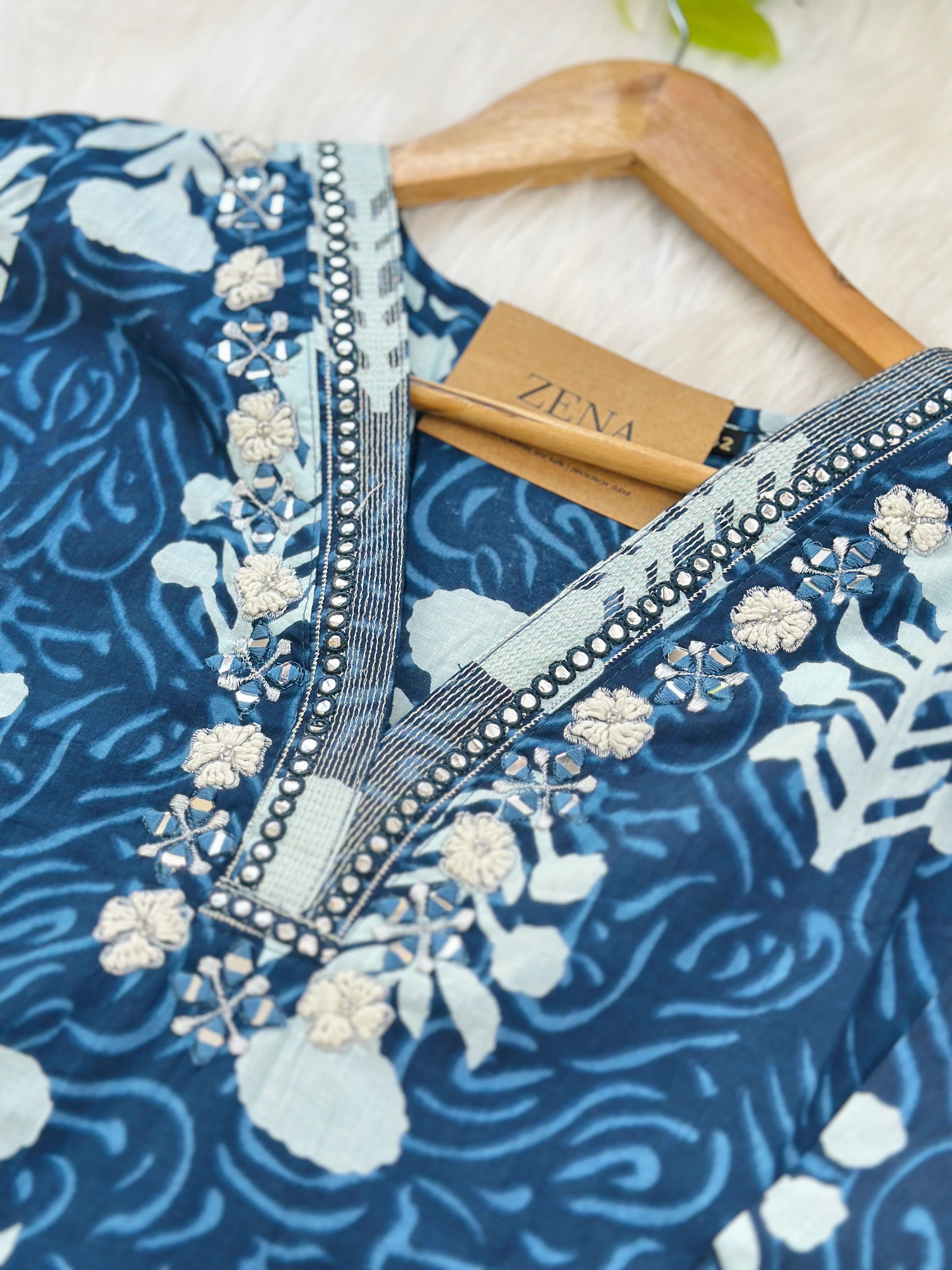 READY TO WEAR PURE COTTON KURTI SET WITH HAND WORK - Image 9