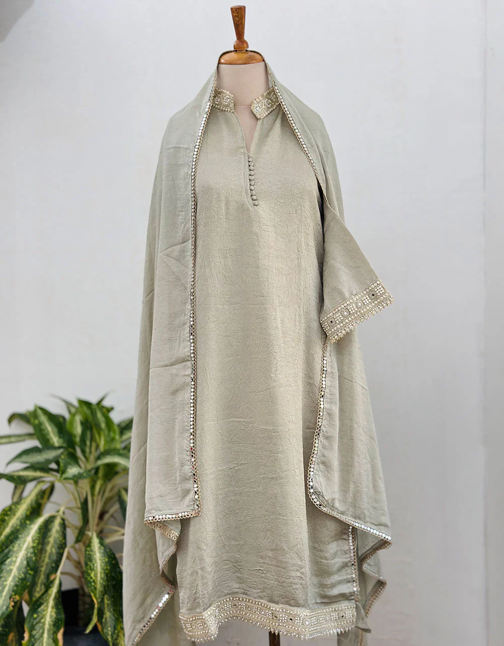 Ready to Wear Crushed Tissue Silk Kurti Set โจ - Image 2