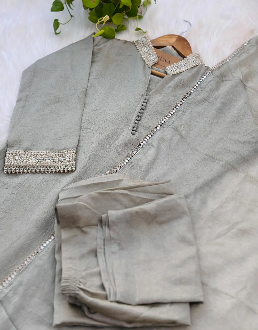 Ready to Wear Crushed Tissue Silk Kurti Set โจ - Image 3