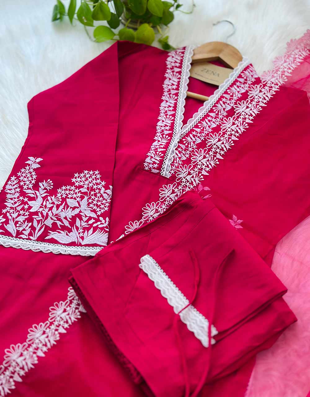READY TO WEAR MUL COTTON KURTI SET WITH ORGANZA DUPATTA ✨ - Image 3