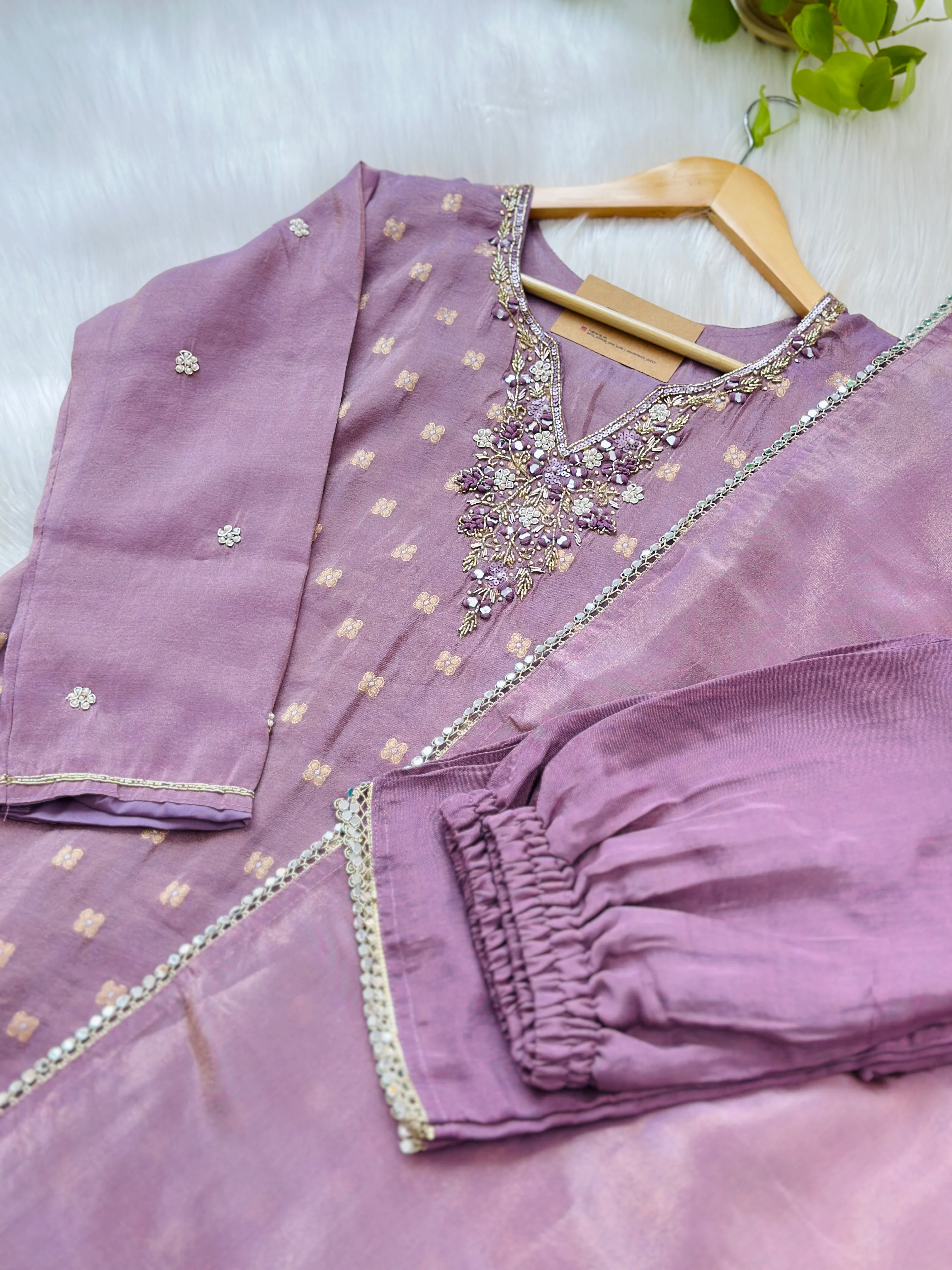Ready to wear Tissue silk hand work kurti set