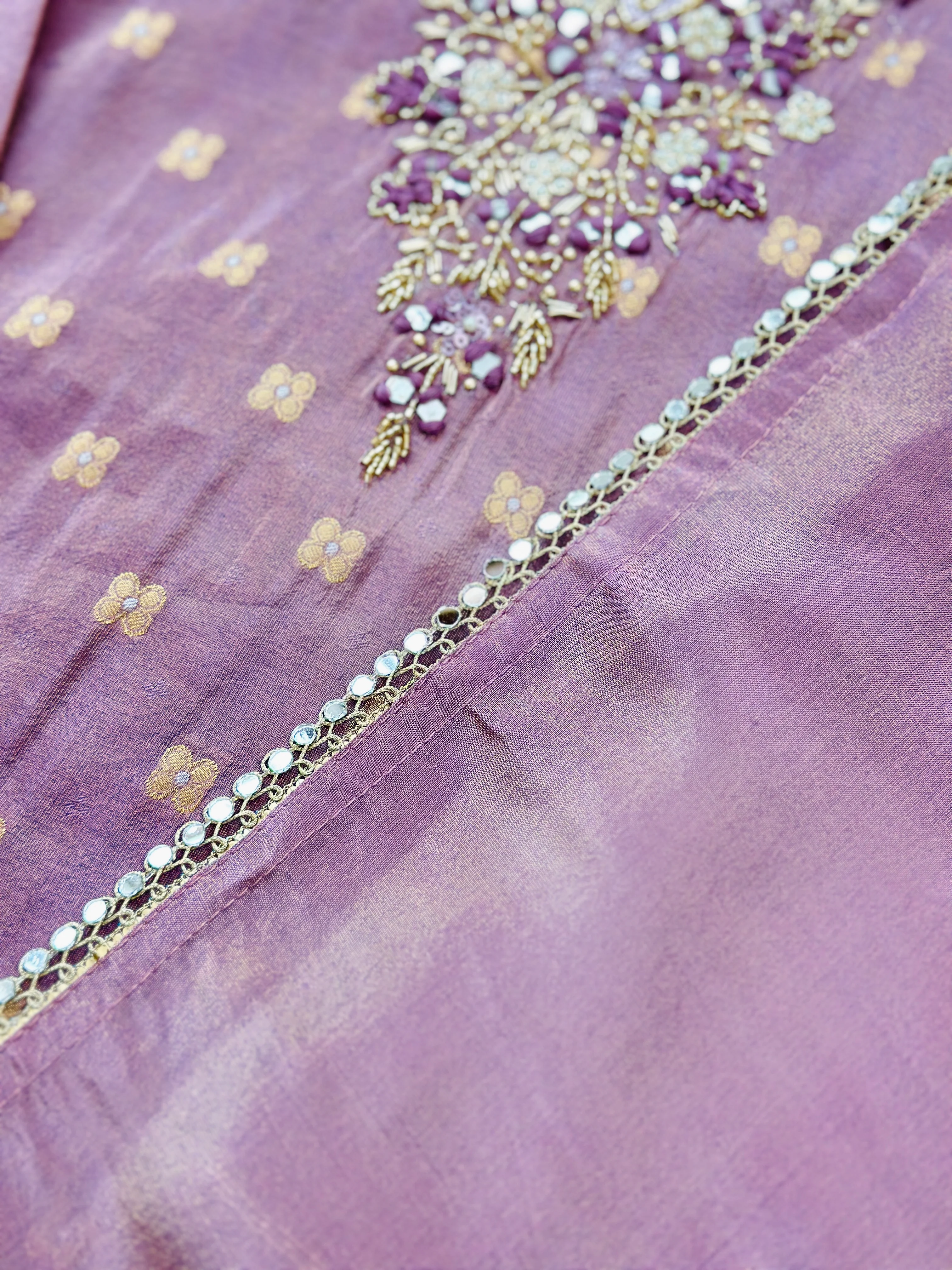 Ready to wear Tissue silk hand work kurti set - Image 6