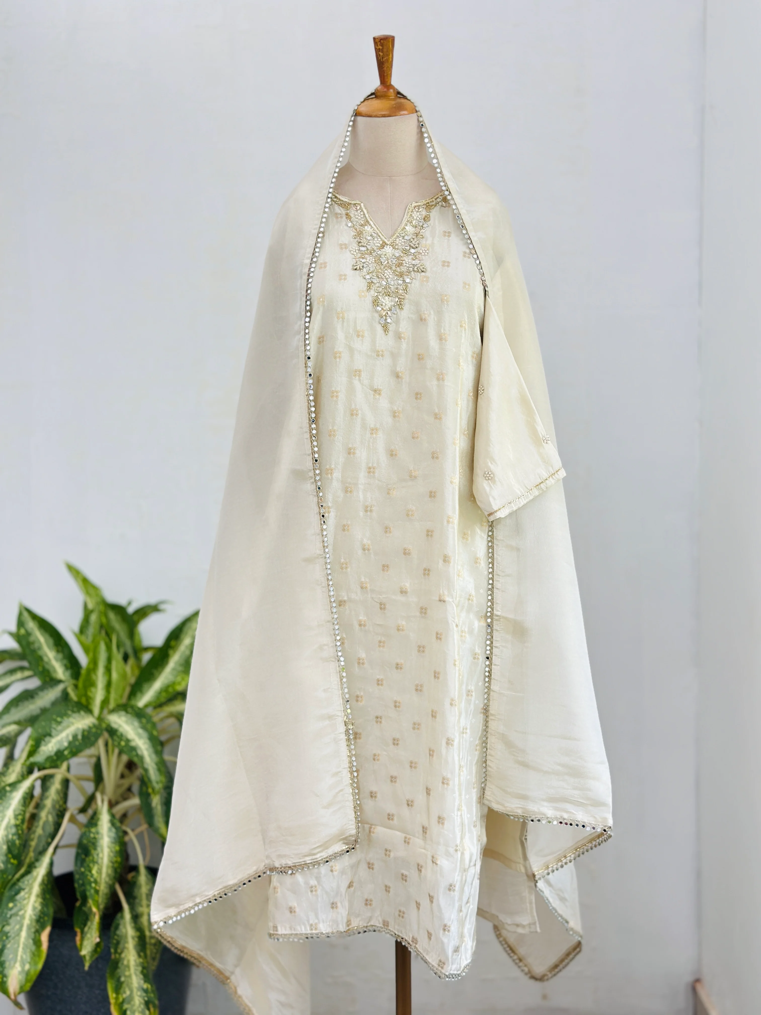 Ready to wear Tissue silk hand work kurti set - Image 7