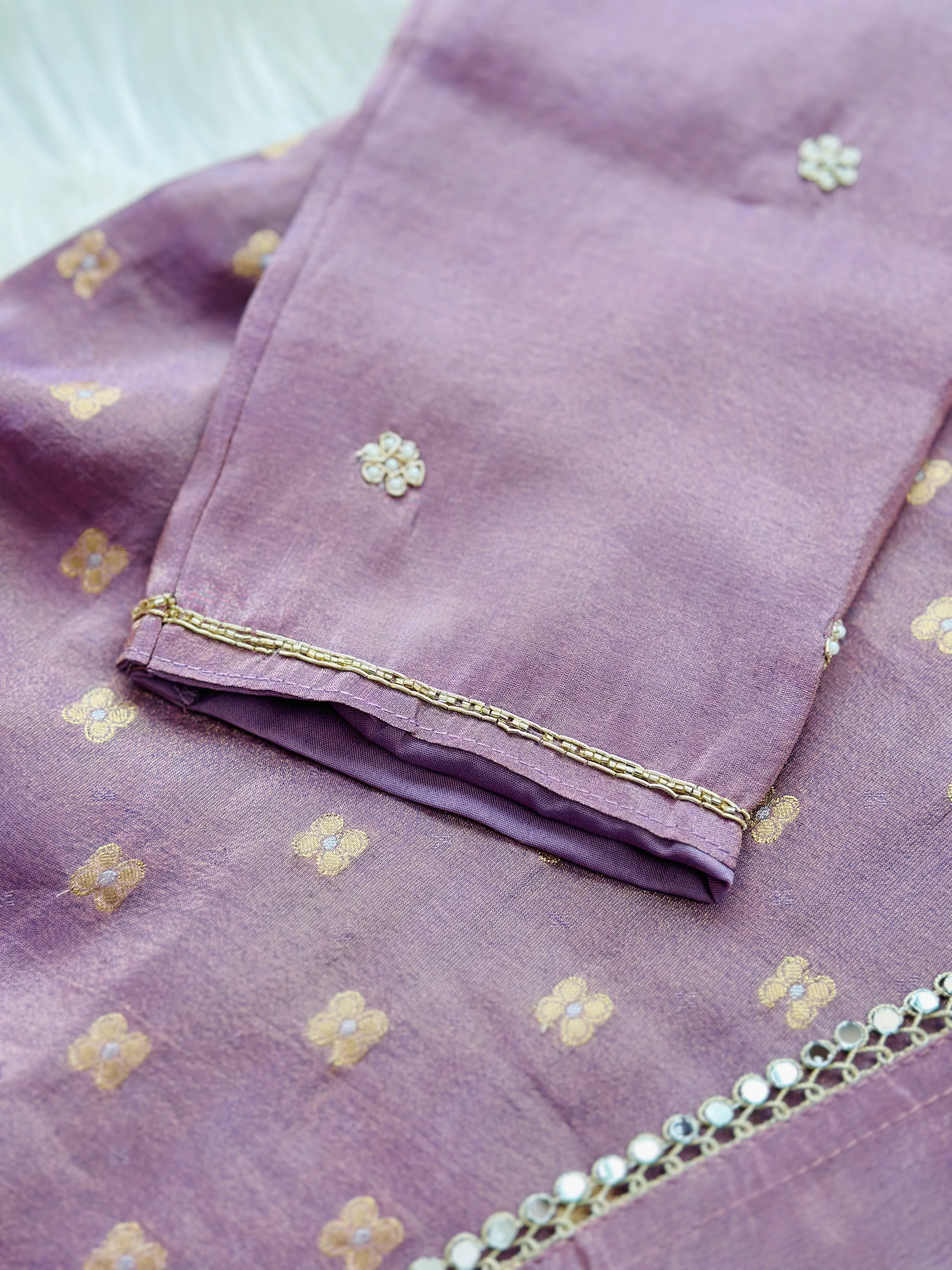 Ready to wear Tissue silk hand work kurti set - Image 8