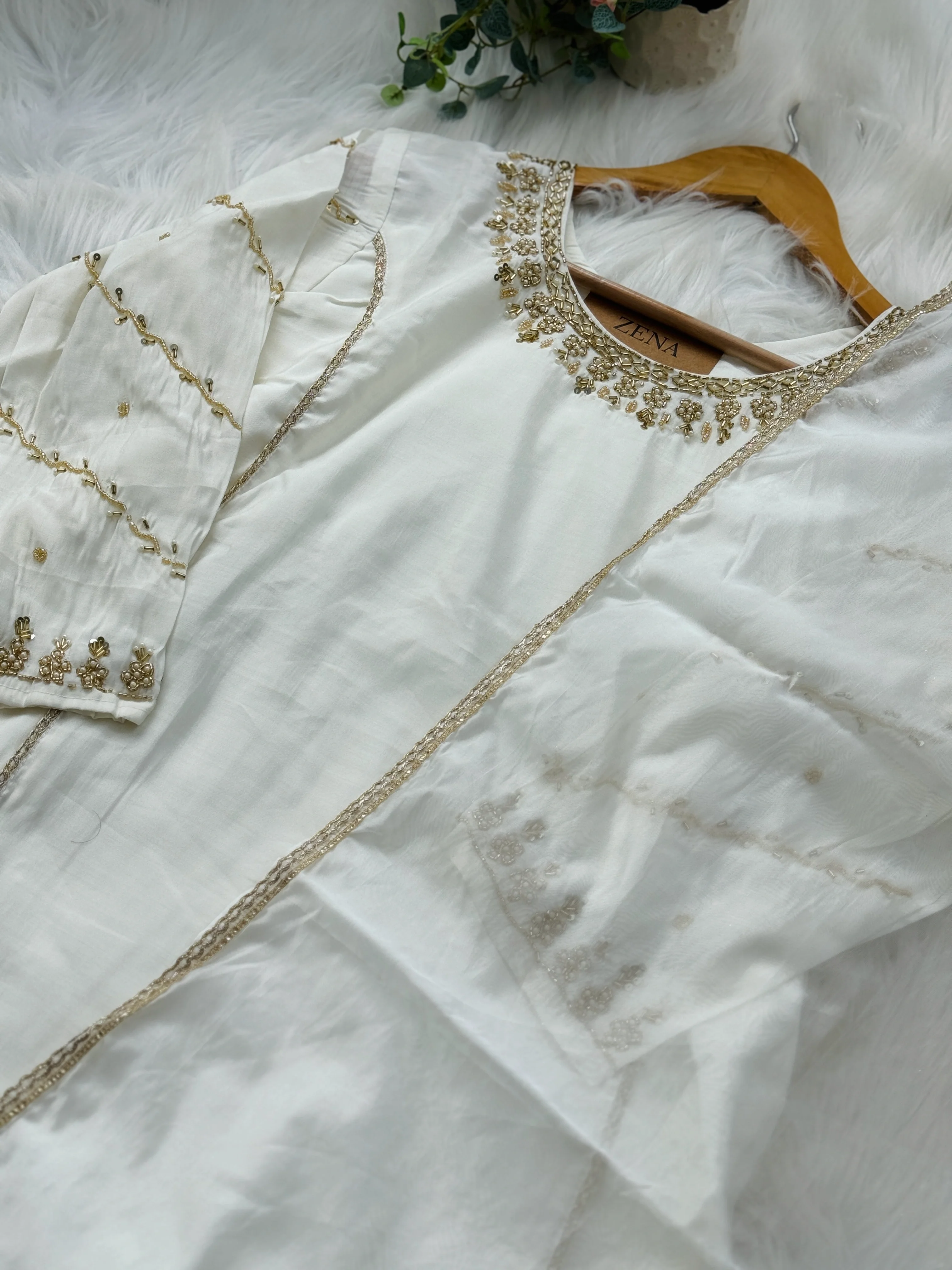 Roman Silk Hand Work A-Line Kurti Set – Elegant Partywear - Image 3