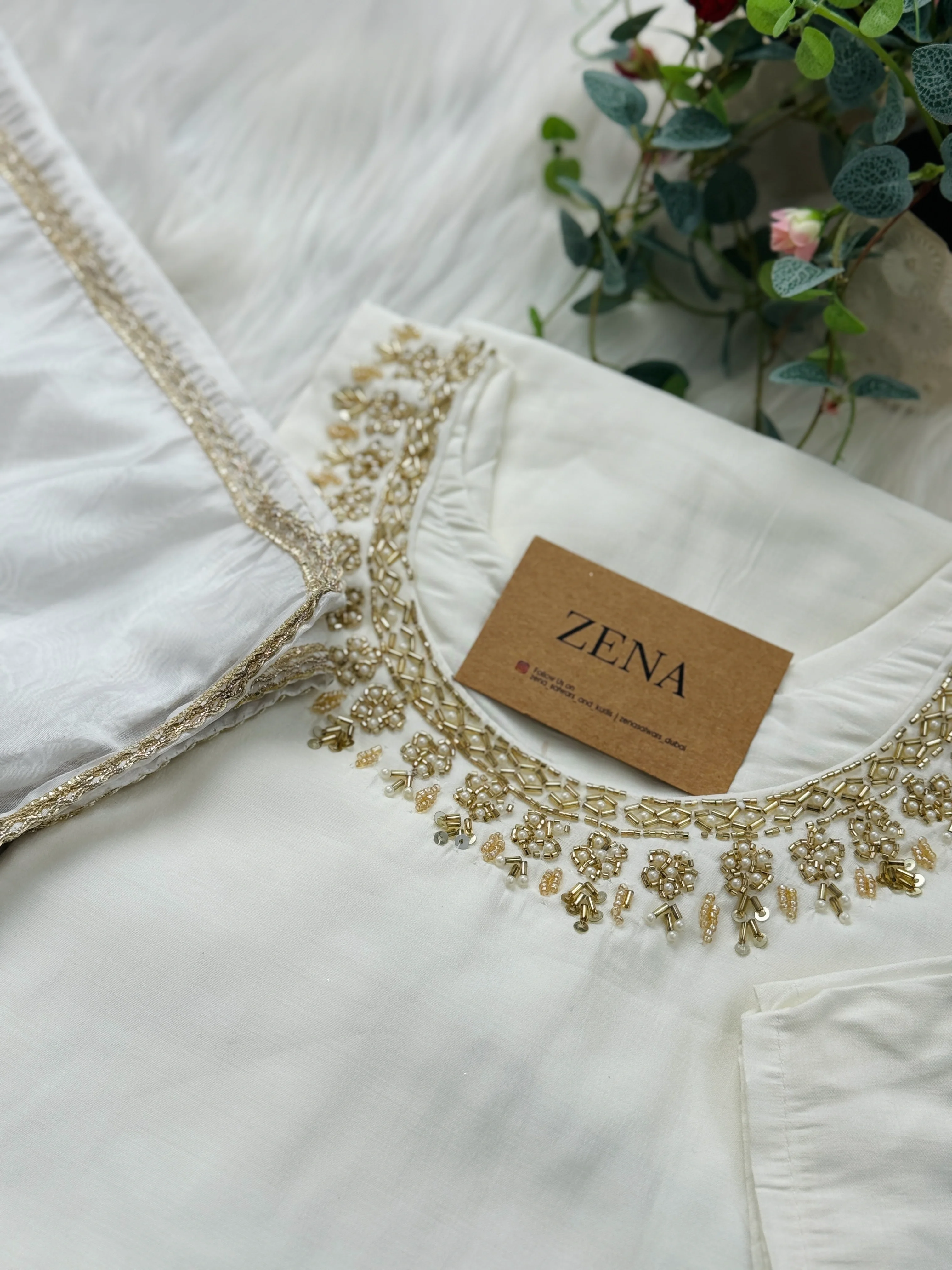 Roman Silk Hand Work A-Line Kurti Set – Elegant Partywear - Image 6