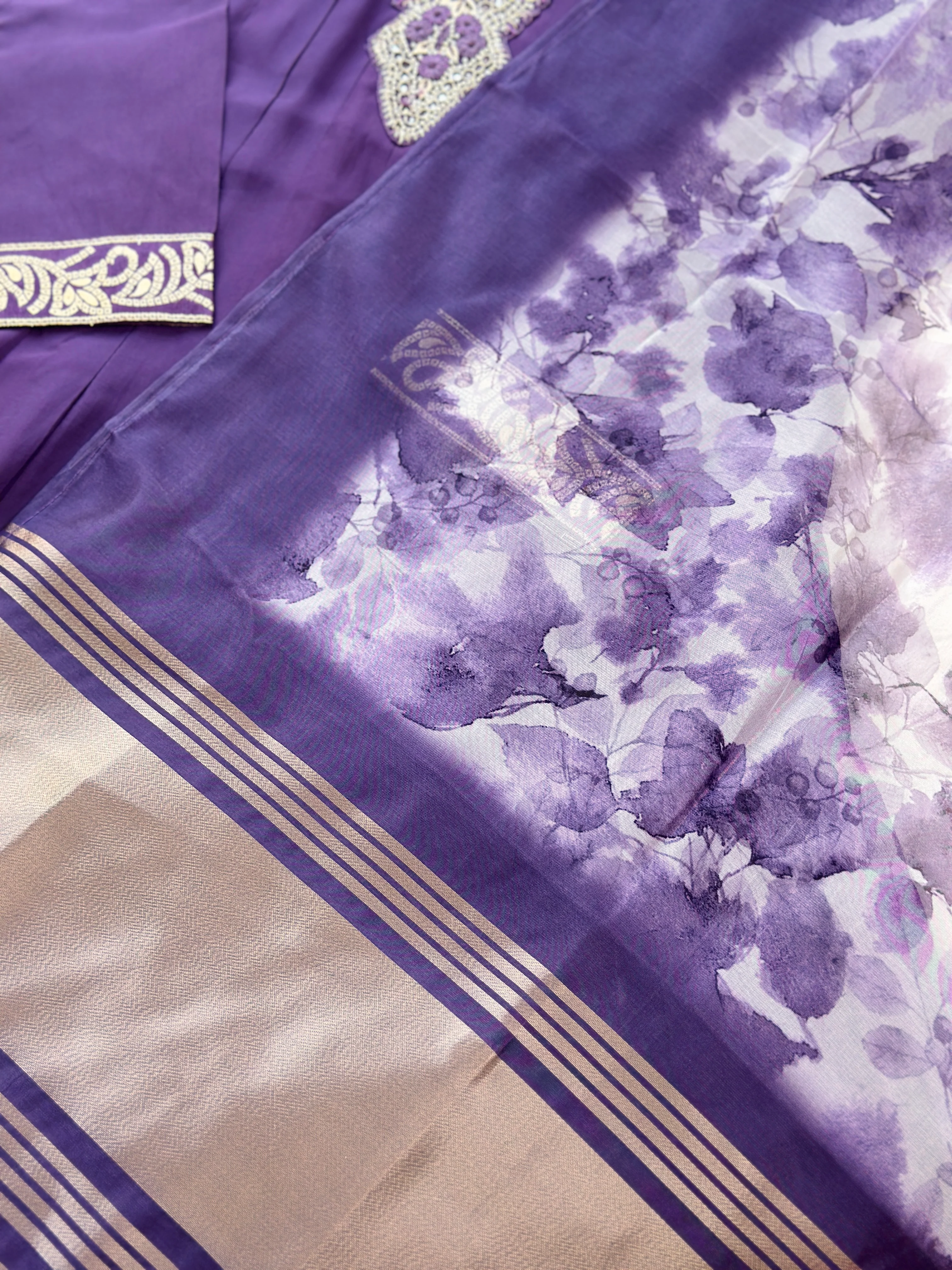 Roman silk hand work Anarkali kurti set - Image 3