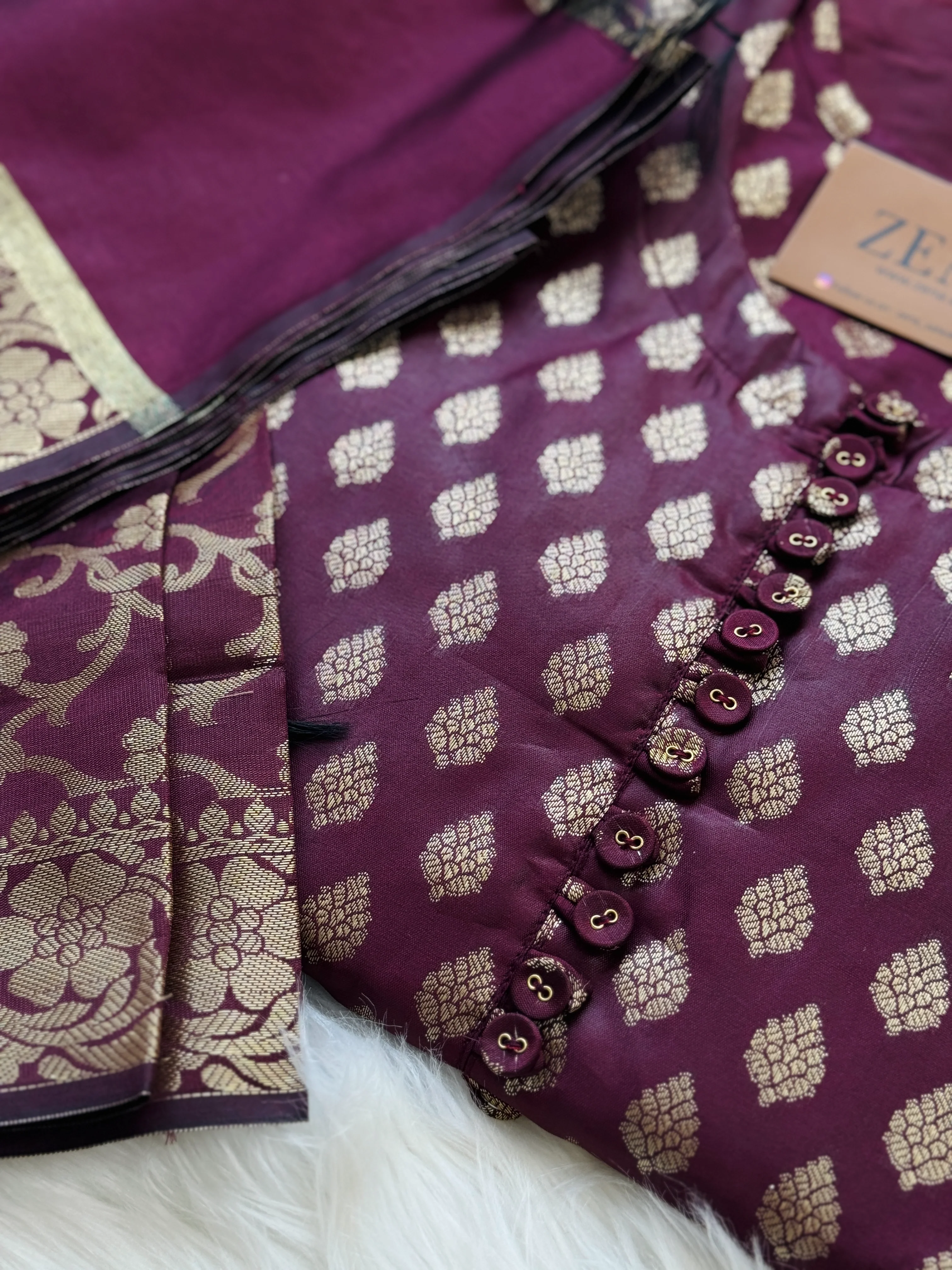 Semi Silk Banarasi Work Kurti Set – Elegant Festive Wear - Image 4