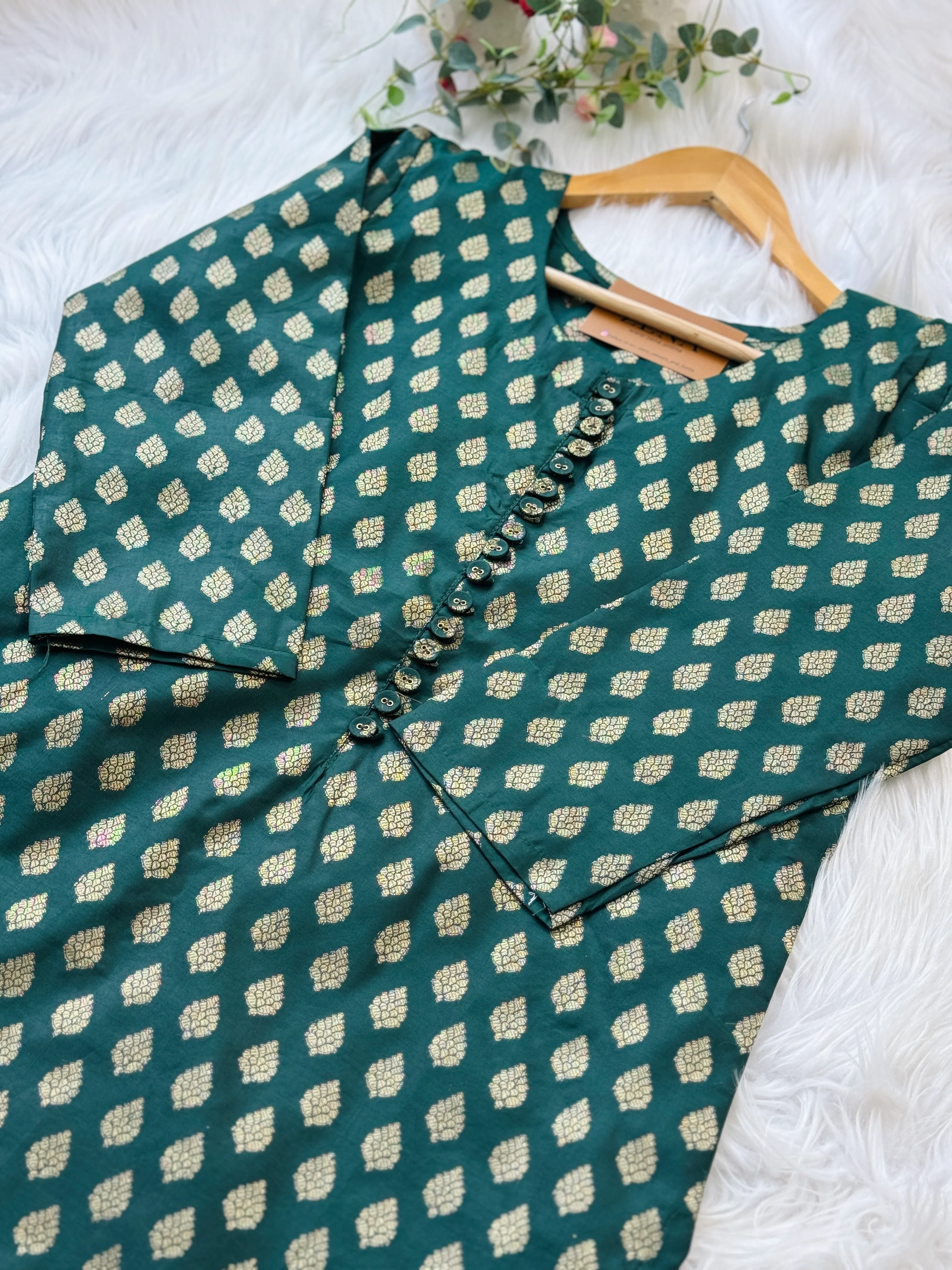 Semi Silk Banarasi Work Kurti Set – Elegant Festive Wear - Image 6
