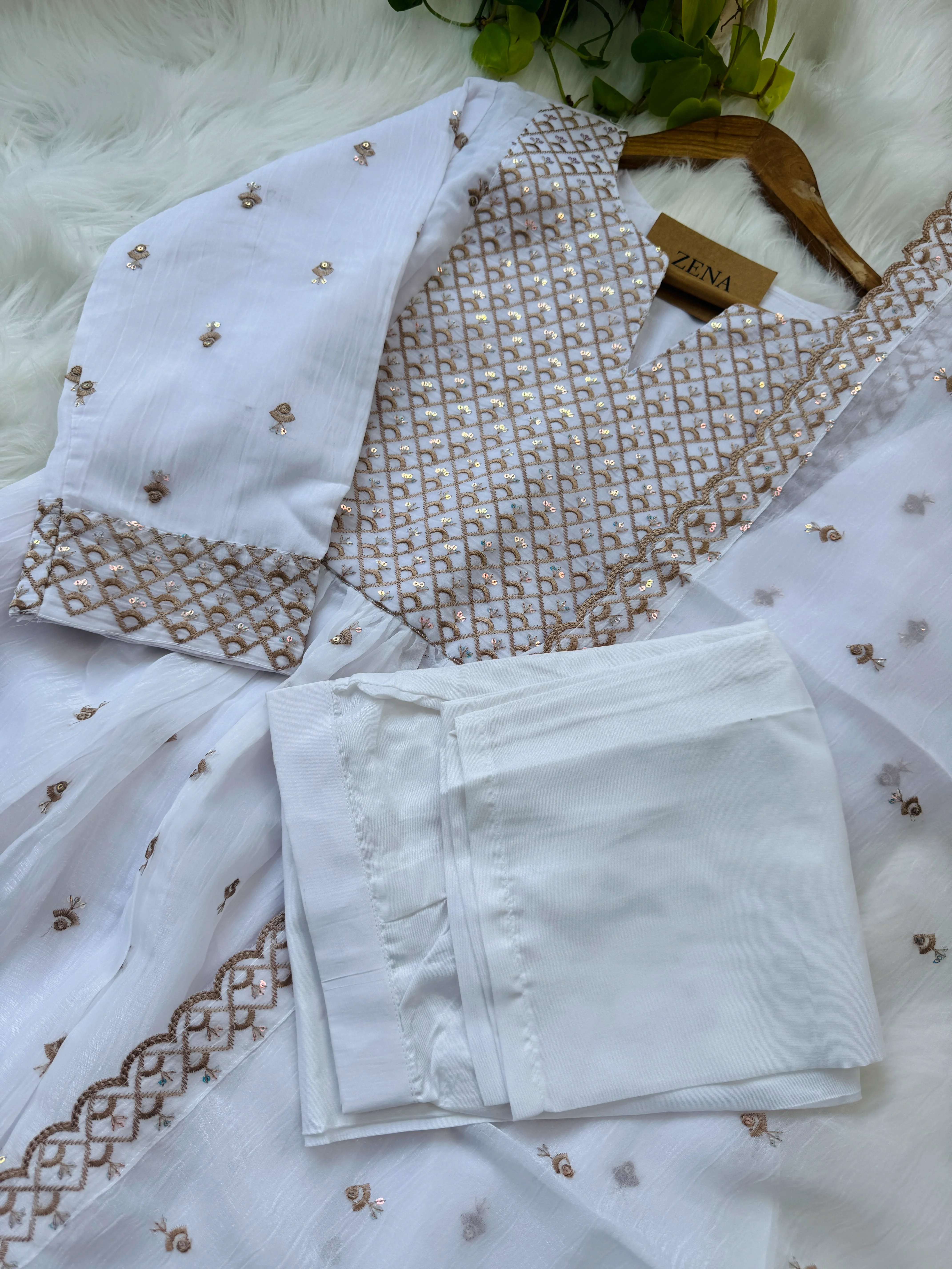 Shimmer Silk Embroidered Anarkali Kurti Set - Image 3