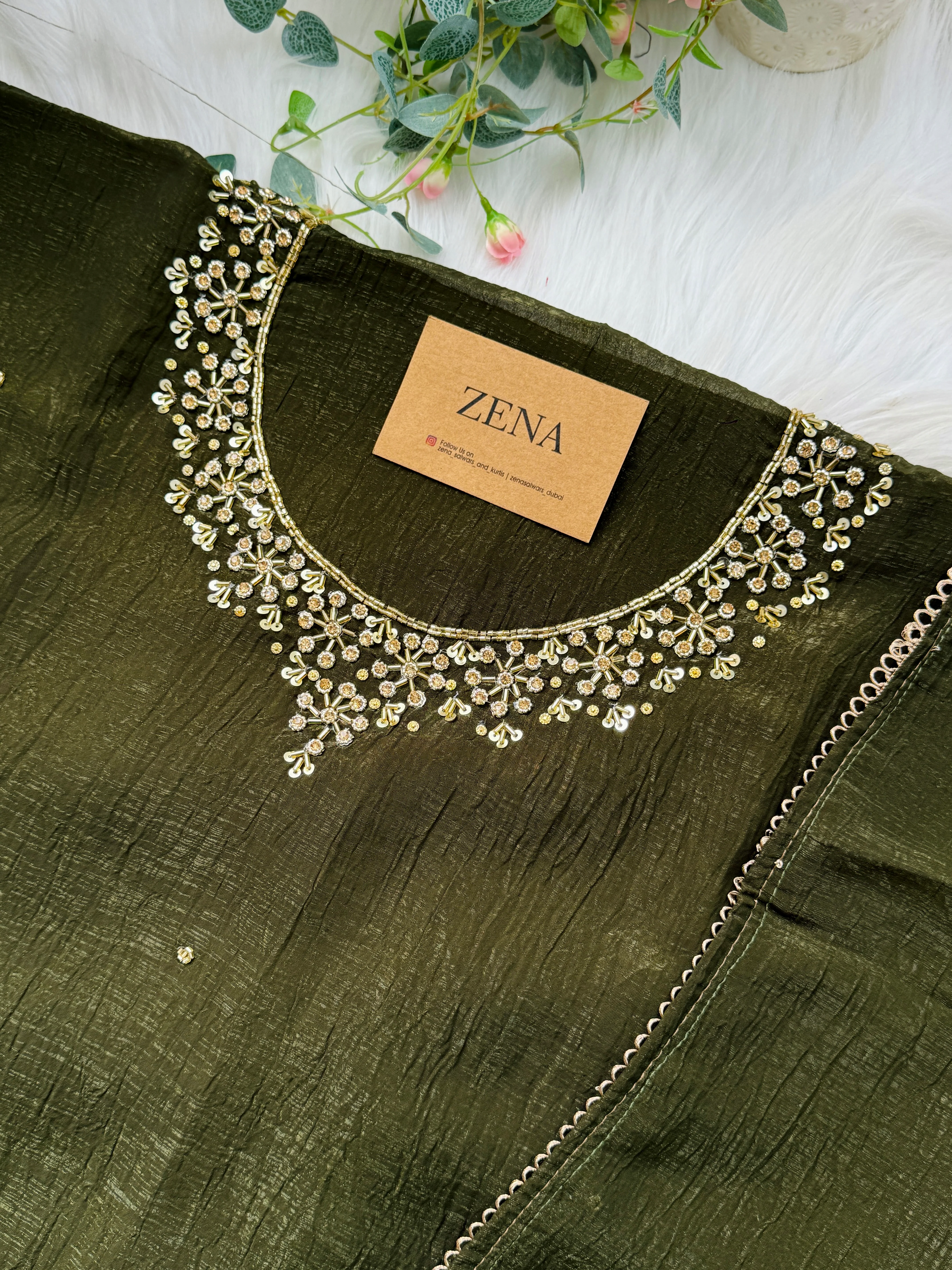 Shimmer Silk Handwork Party Wear Suit - Image 3