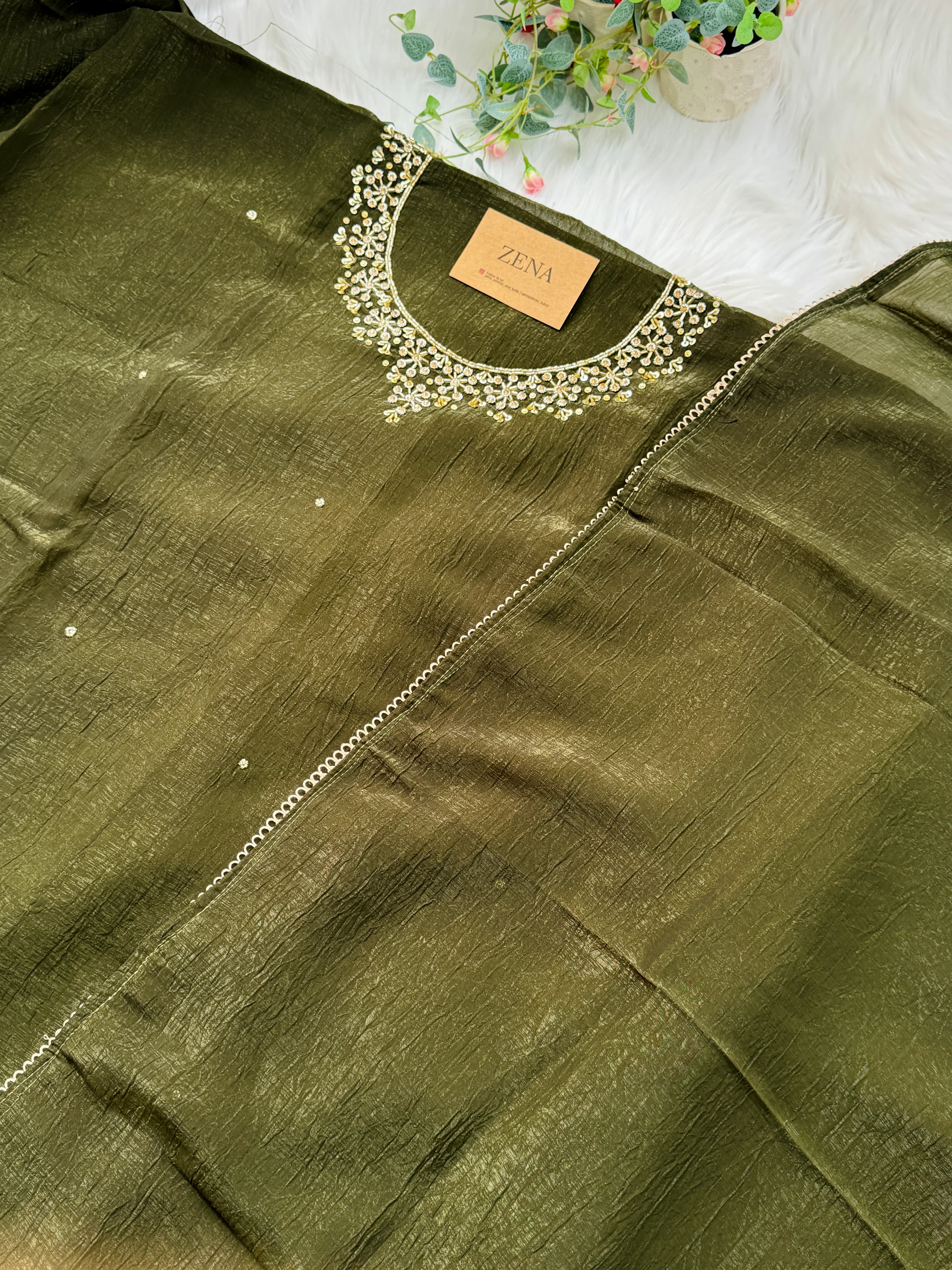 Shimmer Silk Handwork Party Wear Suit - Image 4