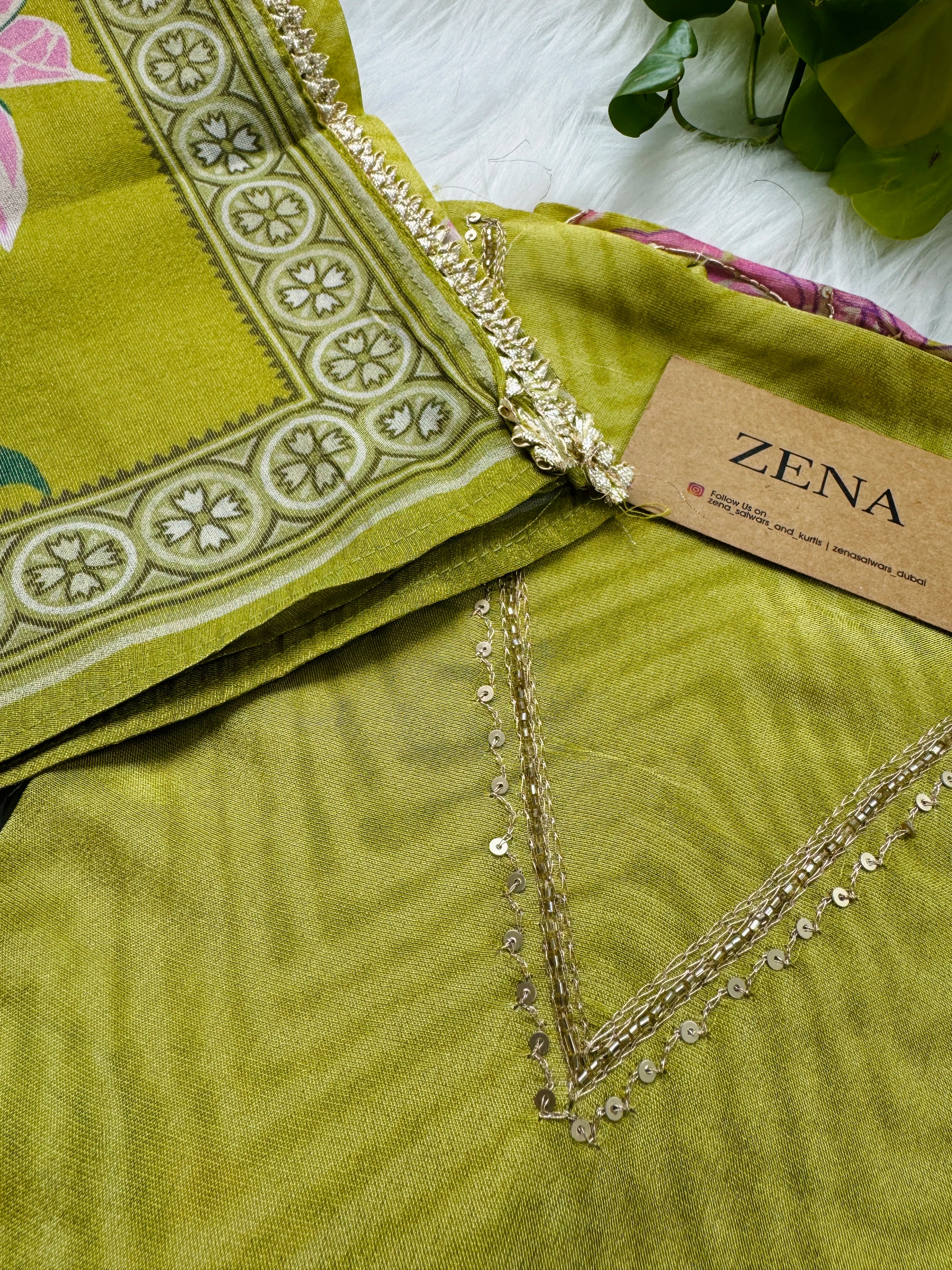 Tissue Silk Hand-Detailed Unstitched Suit - Image 4