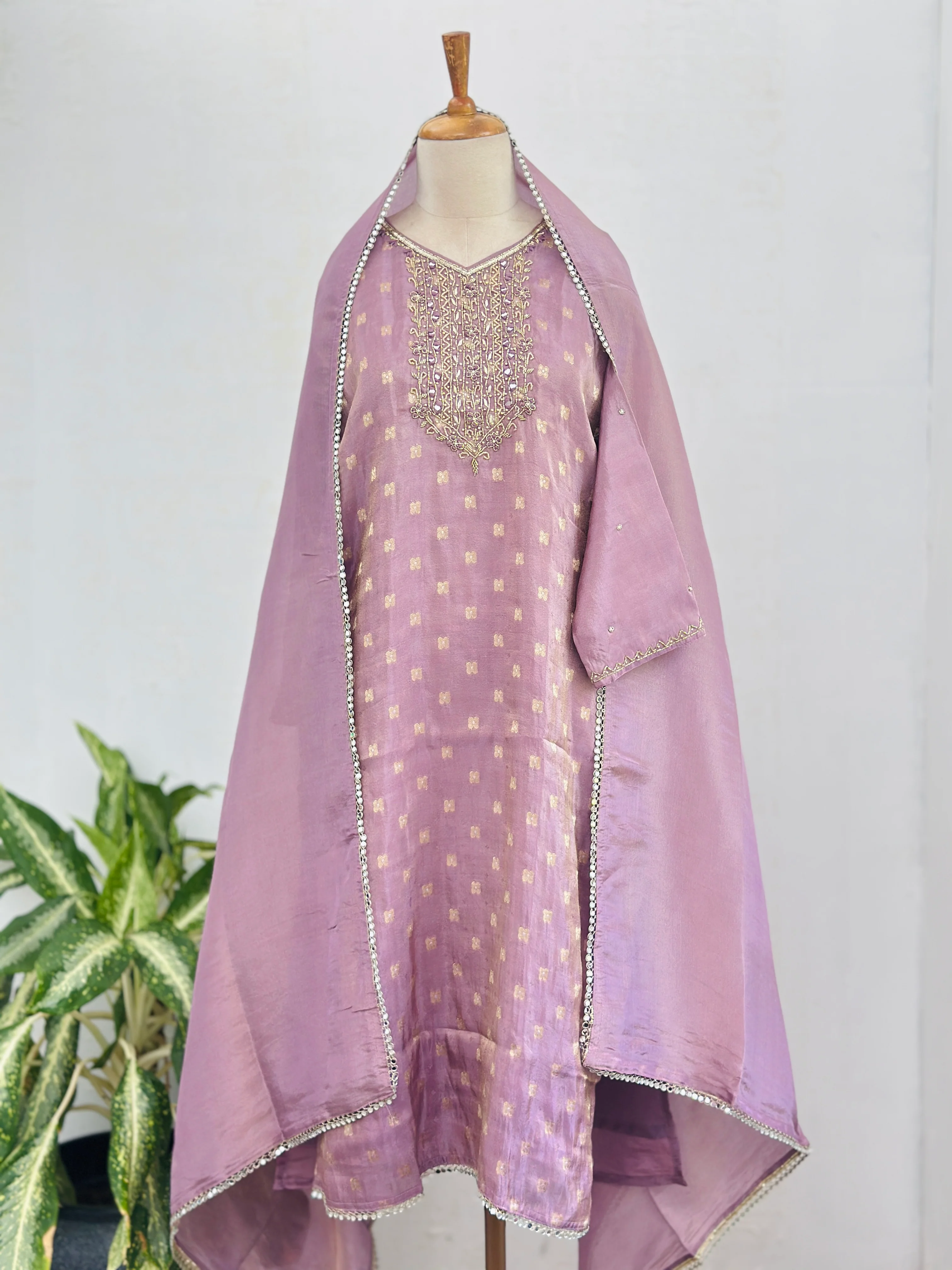 Tissue silk hand work kurti set - Image 7