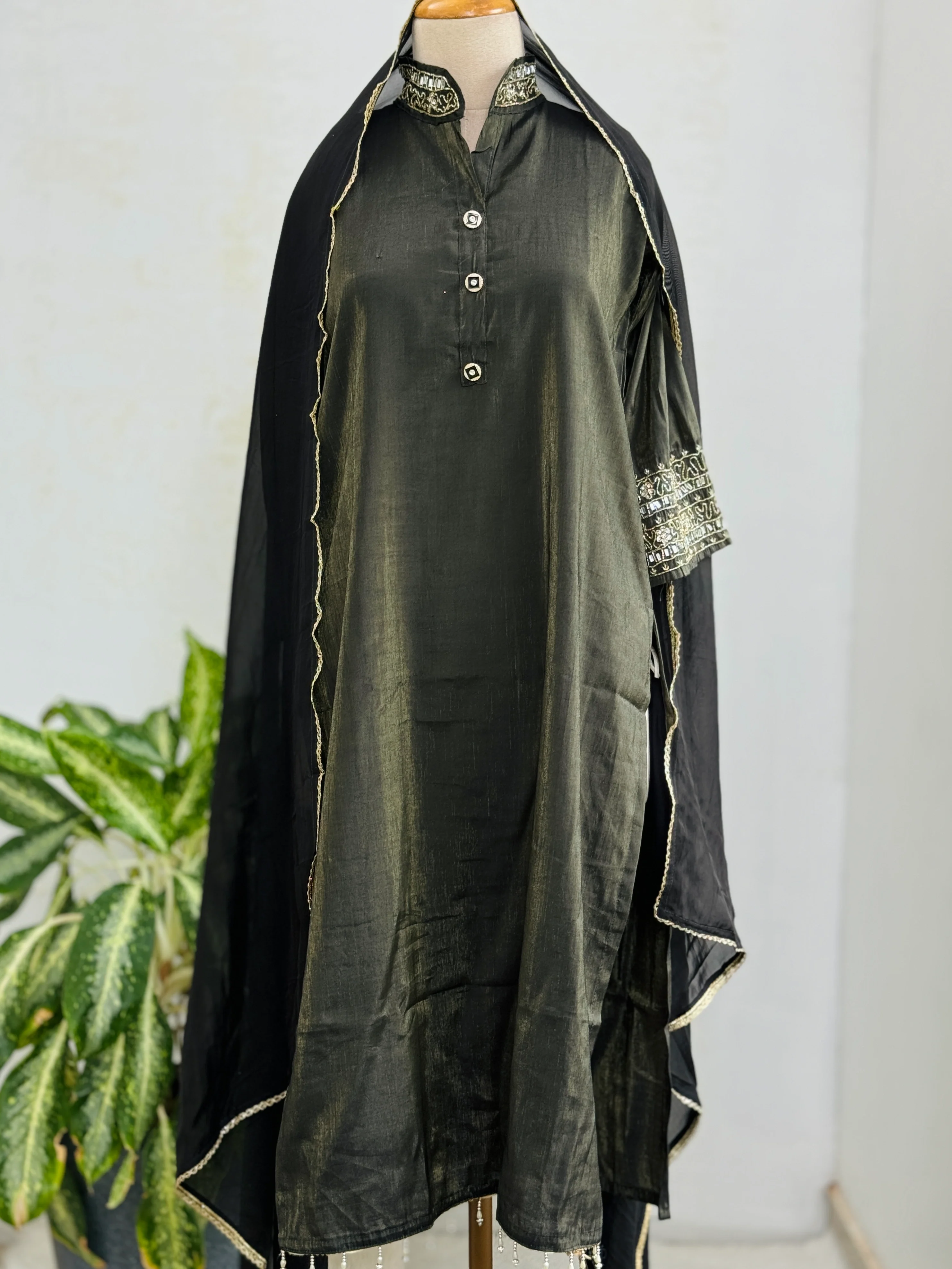 Tissue Silk Handwork Party Wear Suit – Celebrate in Sheer Elegance - Image 2
