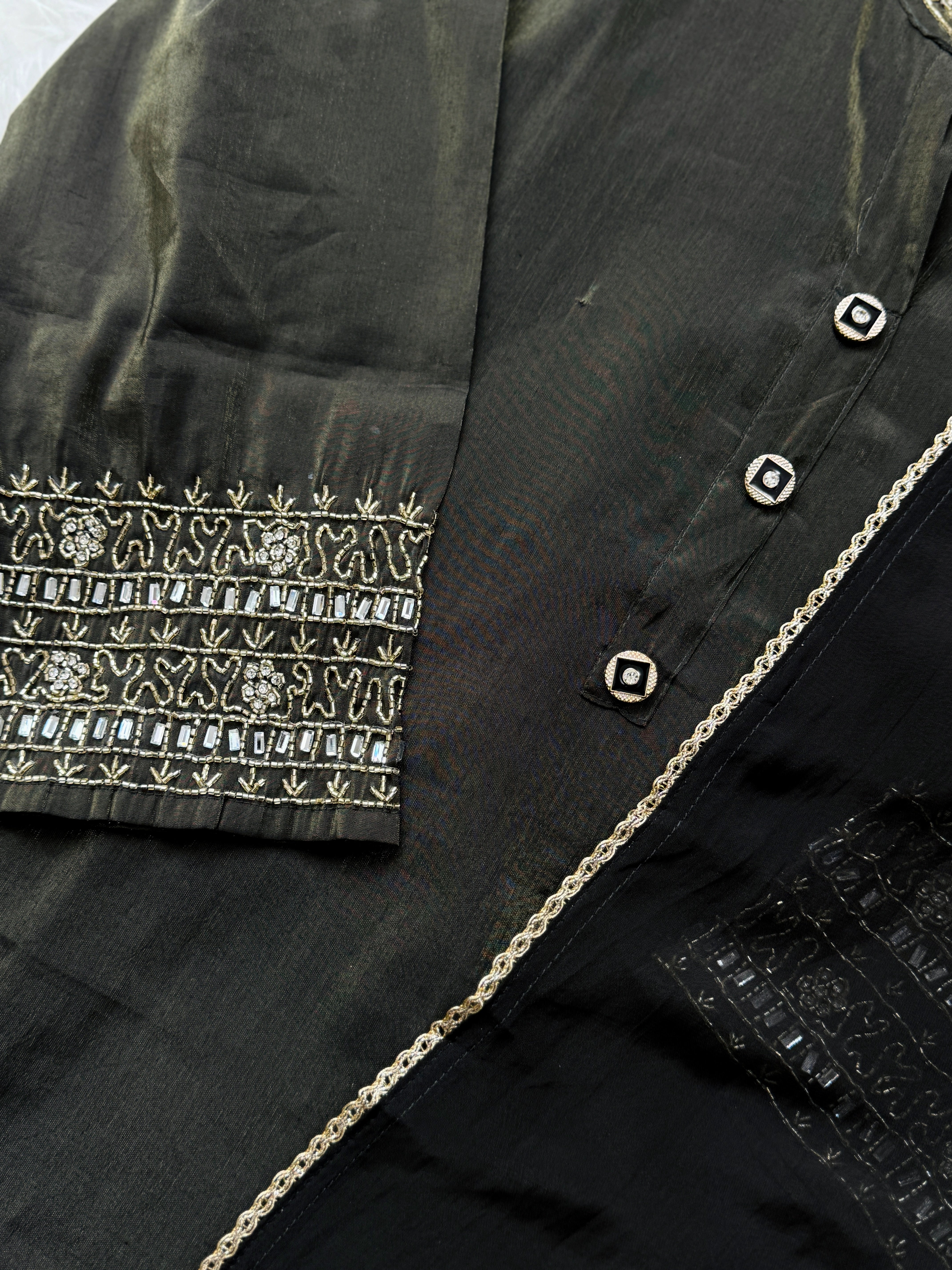 Tissue Silk Handwork Party Wear Suit – Celebrate in Sheer Elegance - Image 3