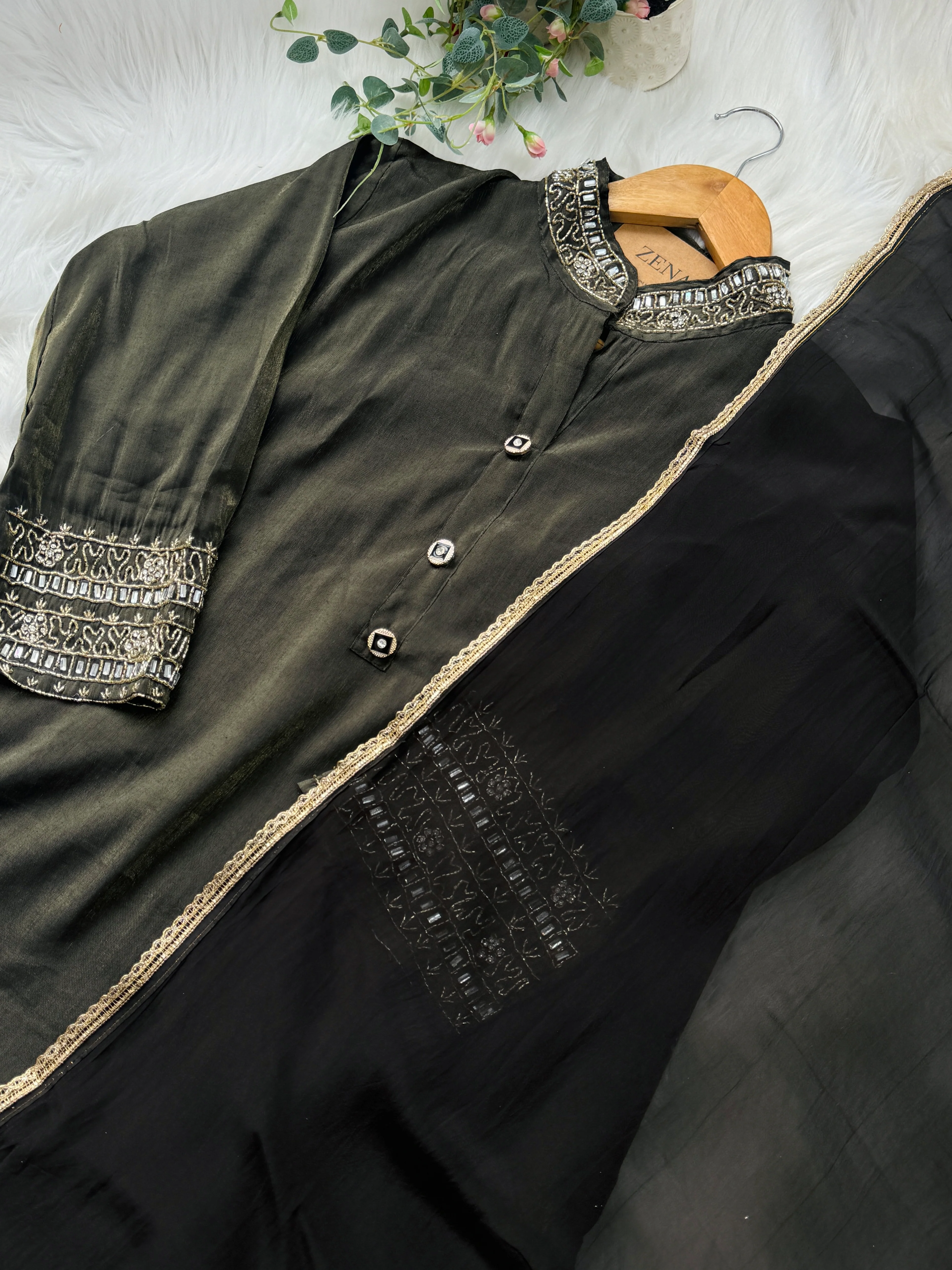 Tissue Silk Party Wear Suit - Image 2