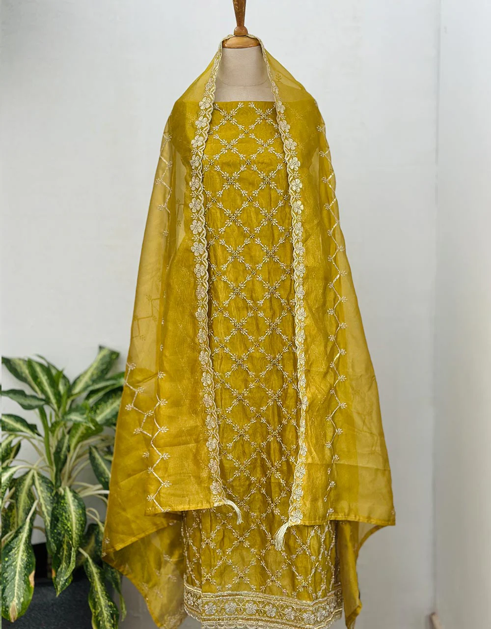 Unstitched Shimmer Silk Partywear Suit ✨ - Image 4