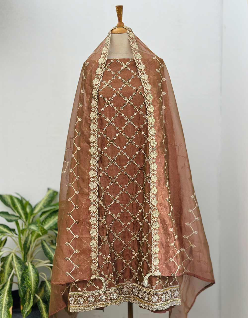 Unstitched Shimmer Silk Partywear Suit ✨ - Image 6