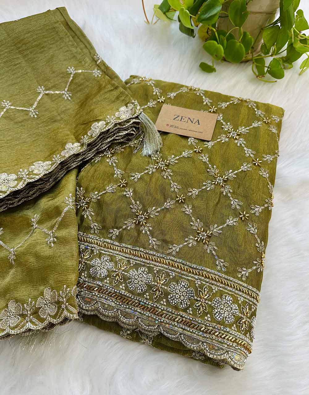 Unstitched Shimmer Silk Partywear Suit ✨ - Image 7