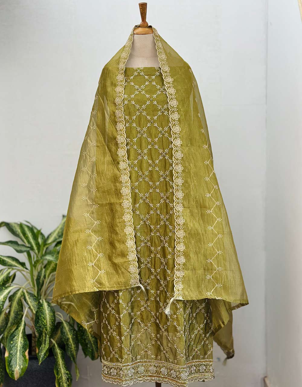 Unstitched Shimmer Silk Partywear Suit ✨ - Image 8