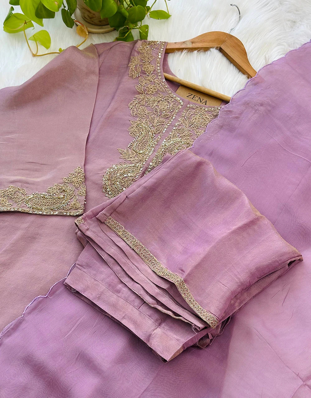Tissue Silk Ready-to-Wear Handwork Kurti Set β Luxurious Craftsmanship & Timeless Grace β¨ - Image 4