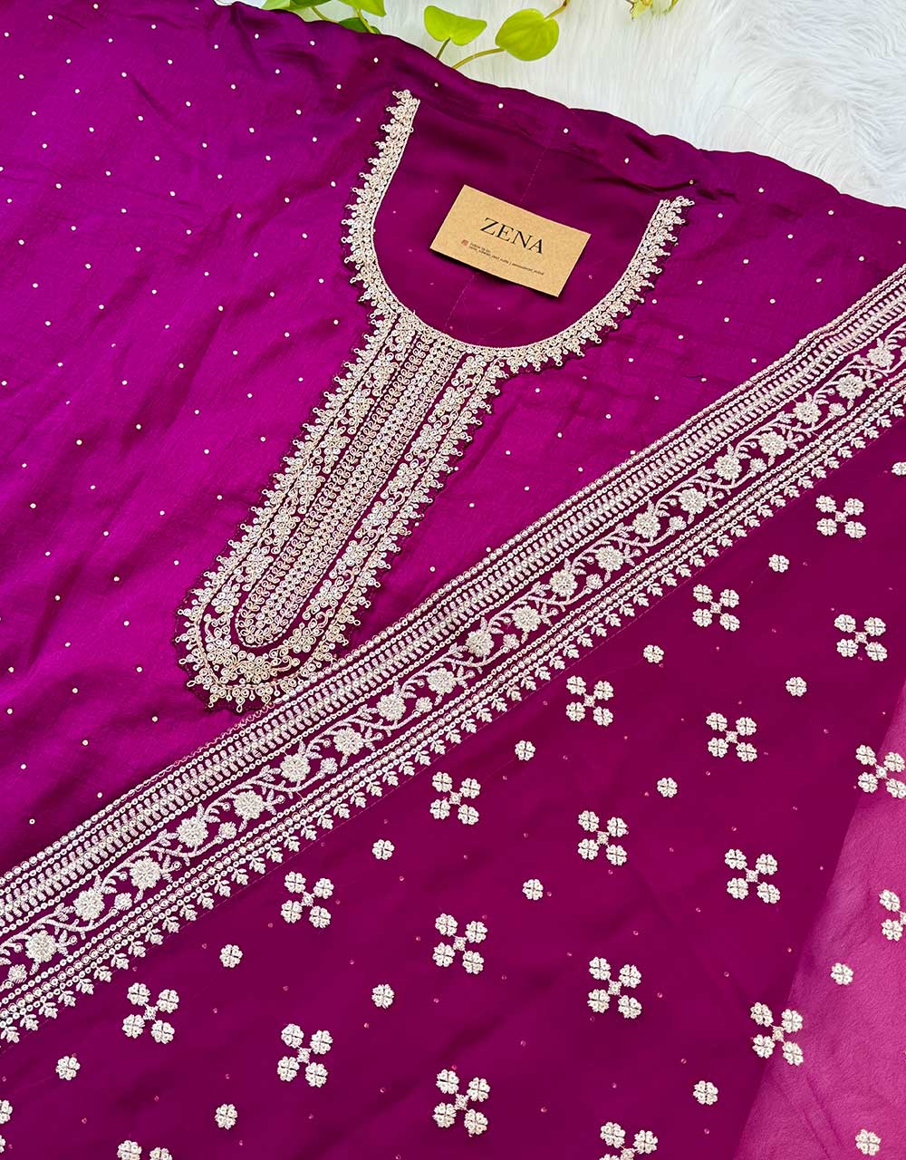 Unstitched Silk Party Wear Suit Fabric โ Luxurious & Customizable Elegance โจ - Image 3