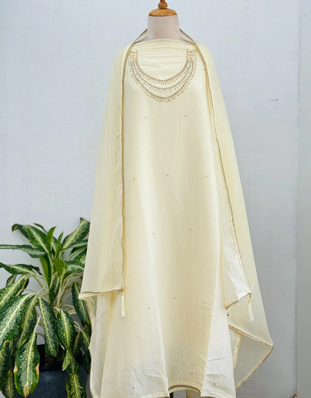 Unstitched Shimmer Silk Handwork Suit โจ - Image 6