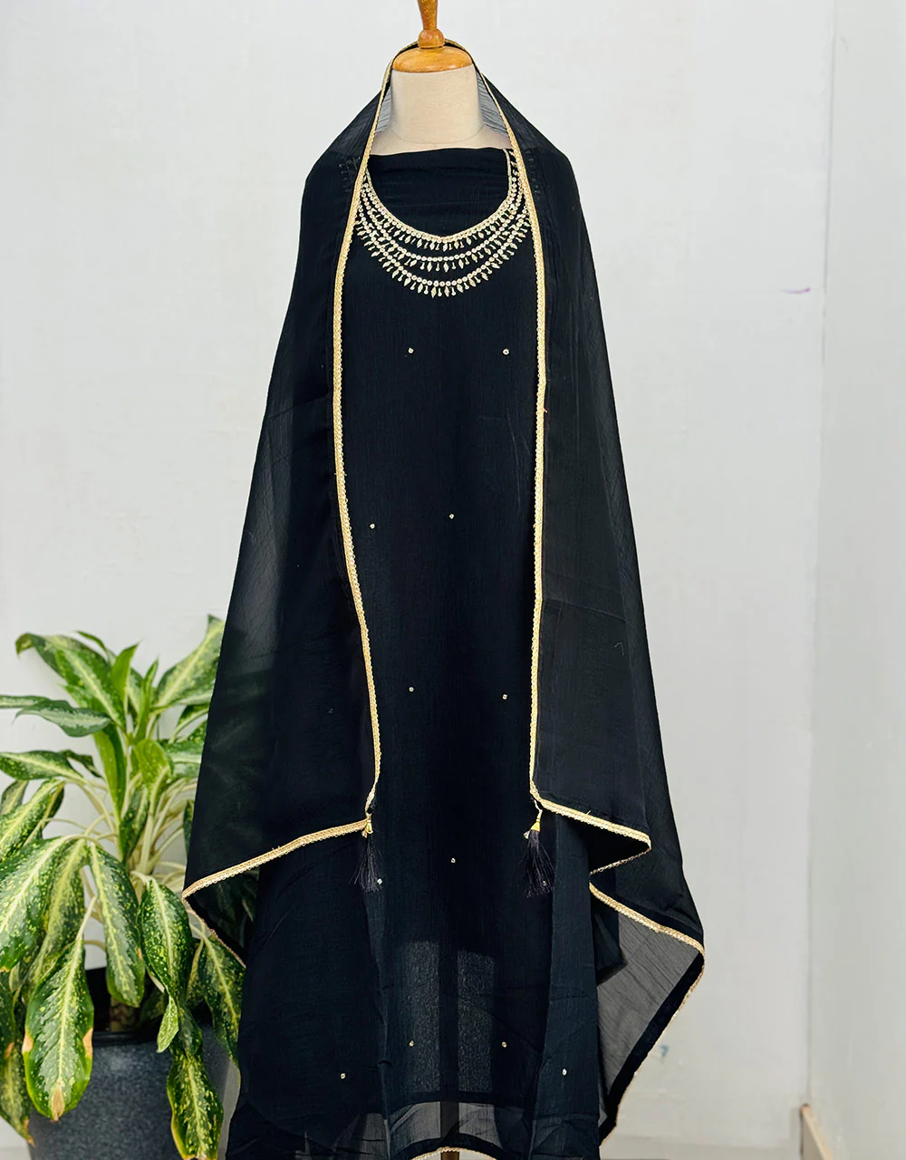 Unstitched Shimmer Silk Handwork Suit โจ - Image 8