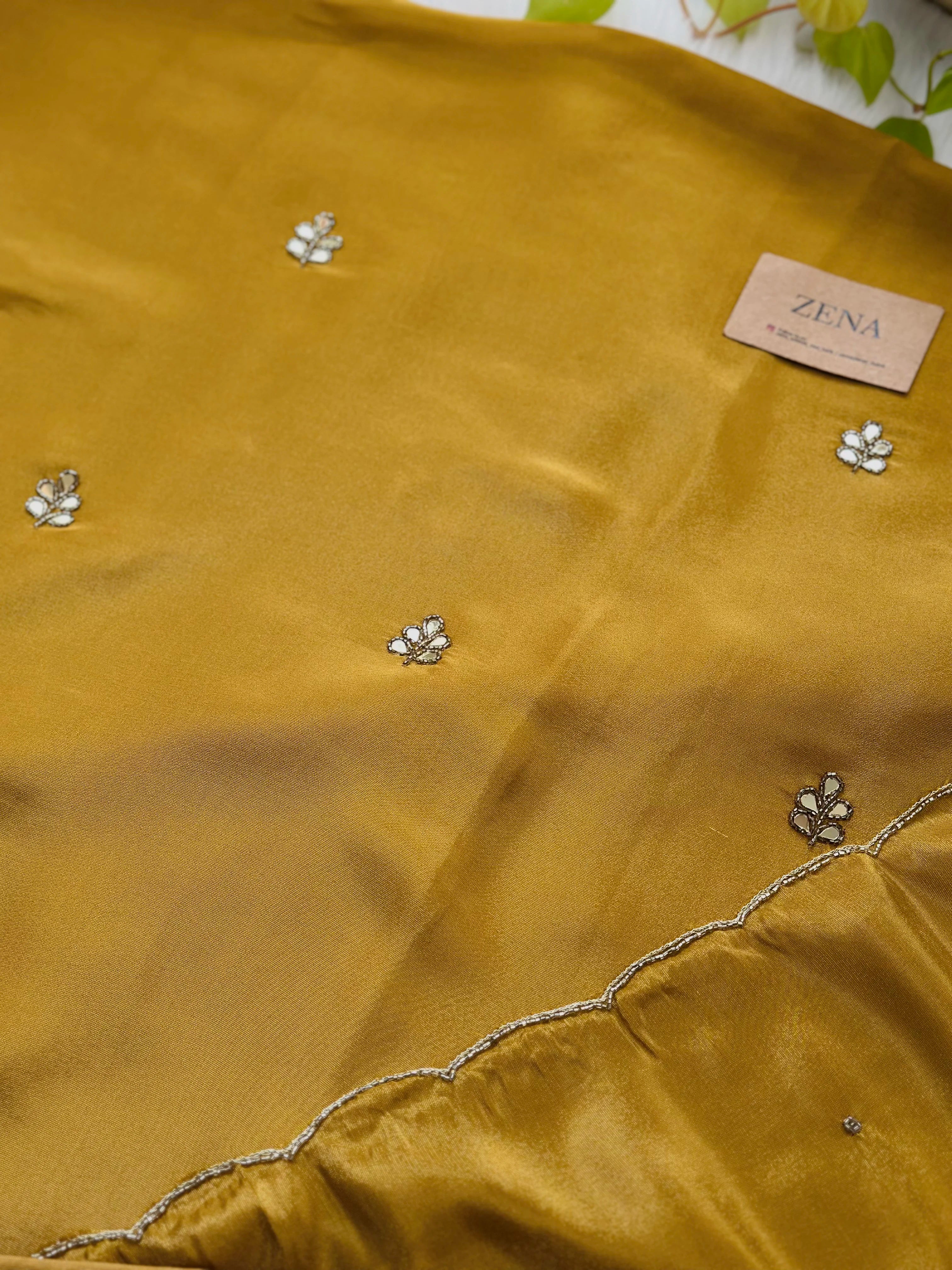 Unstitched Tissue Silk Hand Work Suit – Party Wear Fabric Set - Image 3