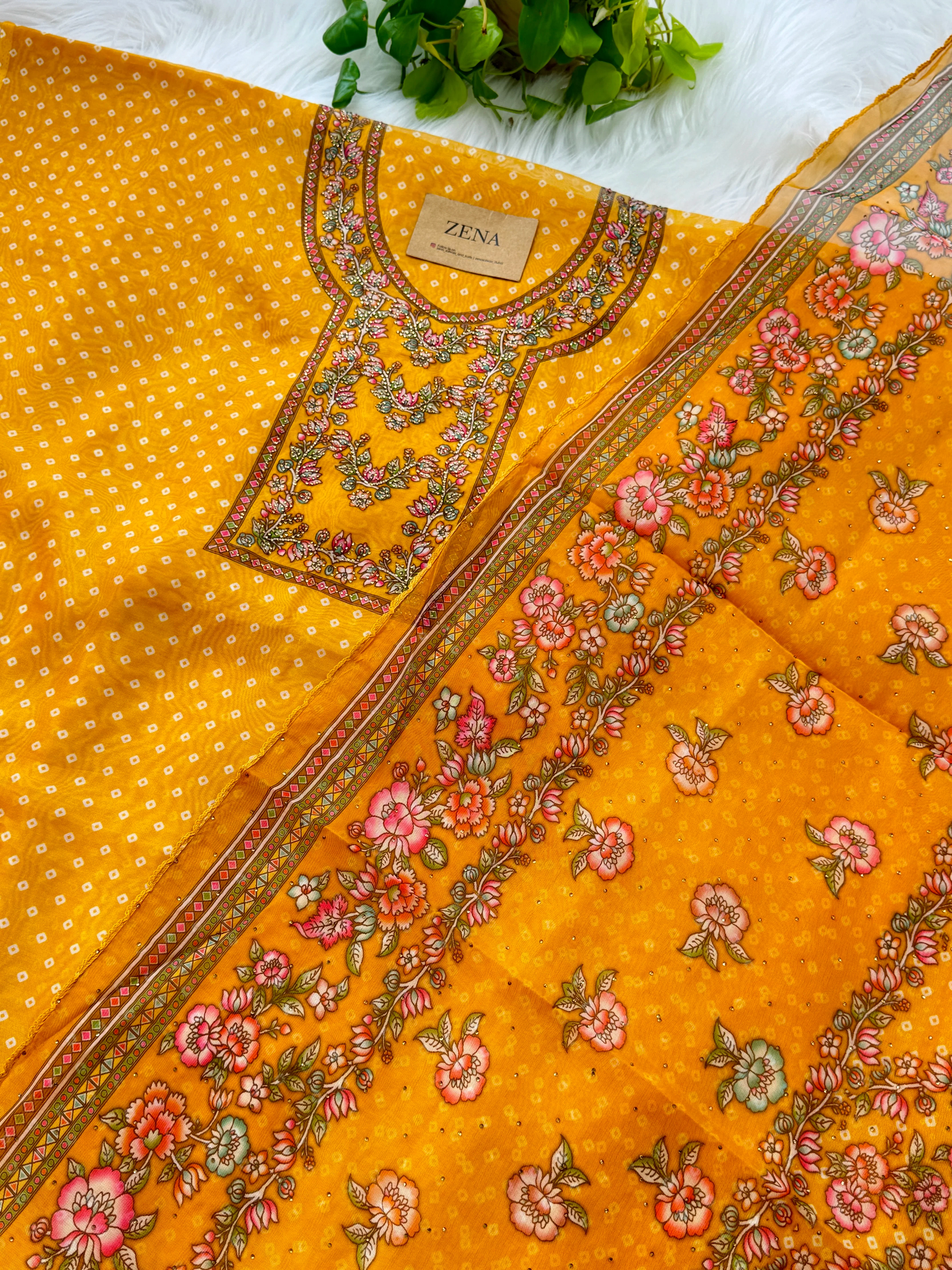 Viscose Organza Unstitched Partywear Suit with Dupatta β Elegant Festive Set - Image 3