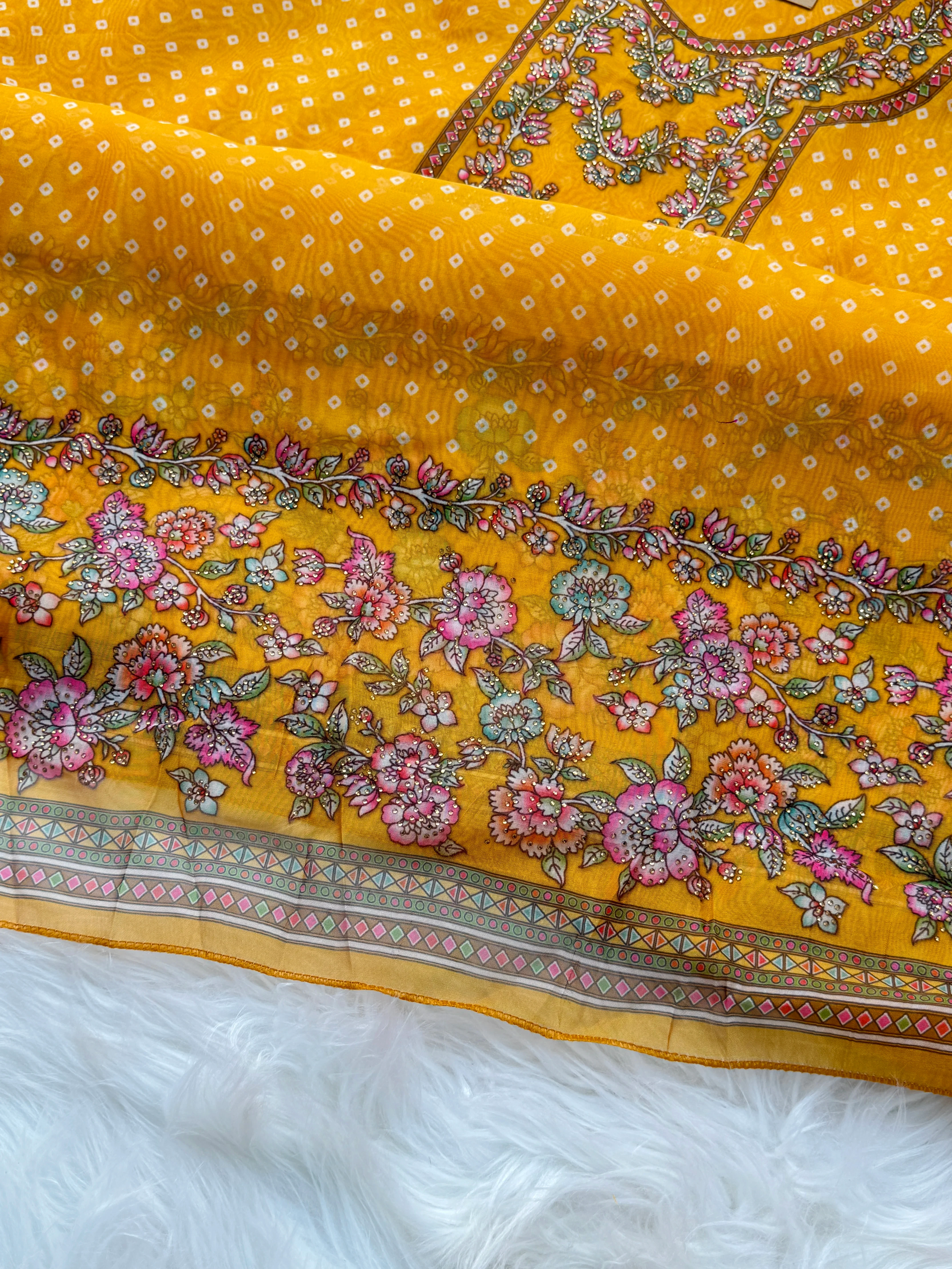 Viscose Organza Unstitched Partywear Suit with Dupatta β Elegant Festive Set - Image 4